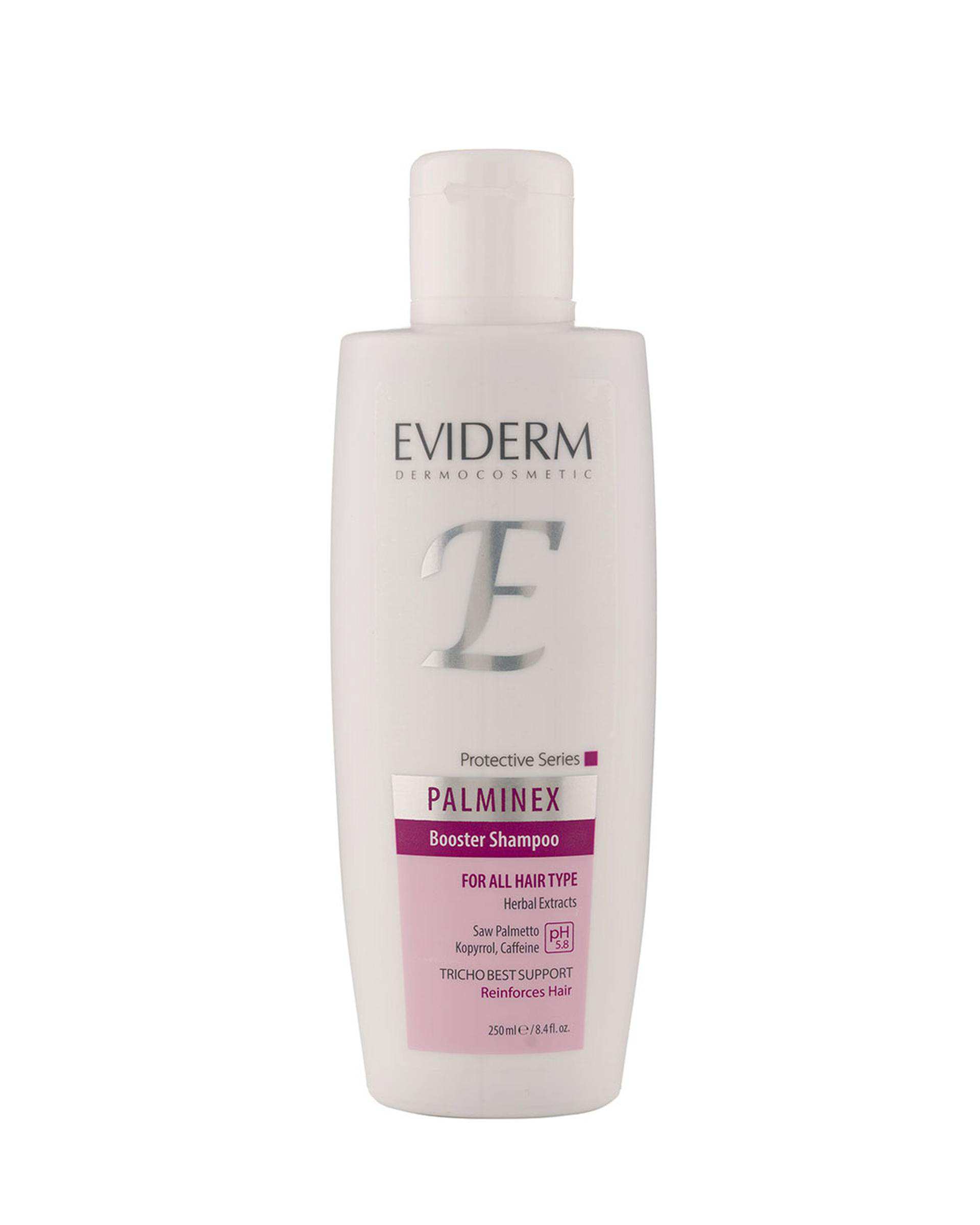 شامپو تقویت کننده اویدرم Eviderm مناسب انواع مو حاوی عصاره های گیاهی حجم 250ml