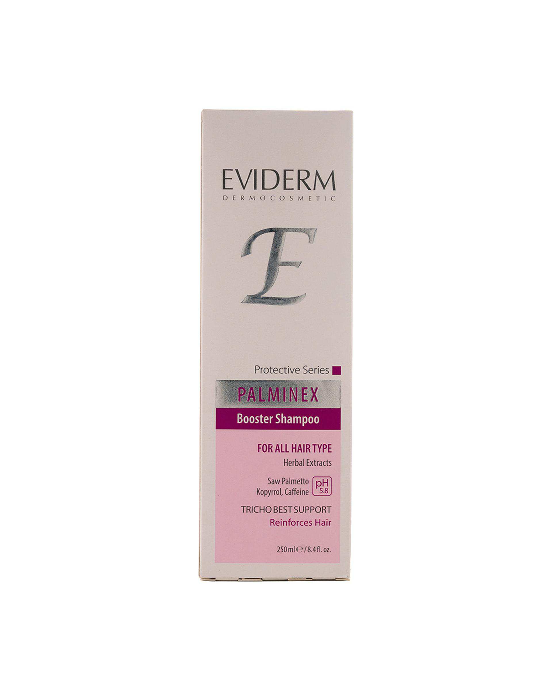 شامپو تقویت کننده اویدرم Eviderm مناسب انواع مو حاوی عصاره های گیاهی حجم 250ml
