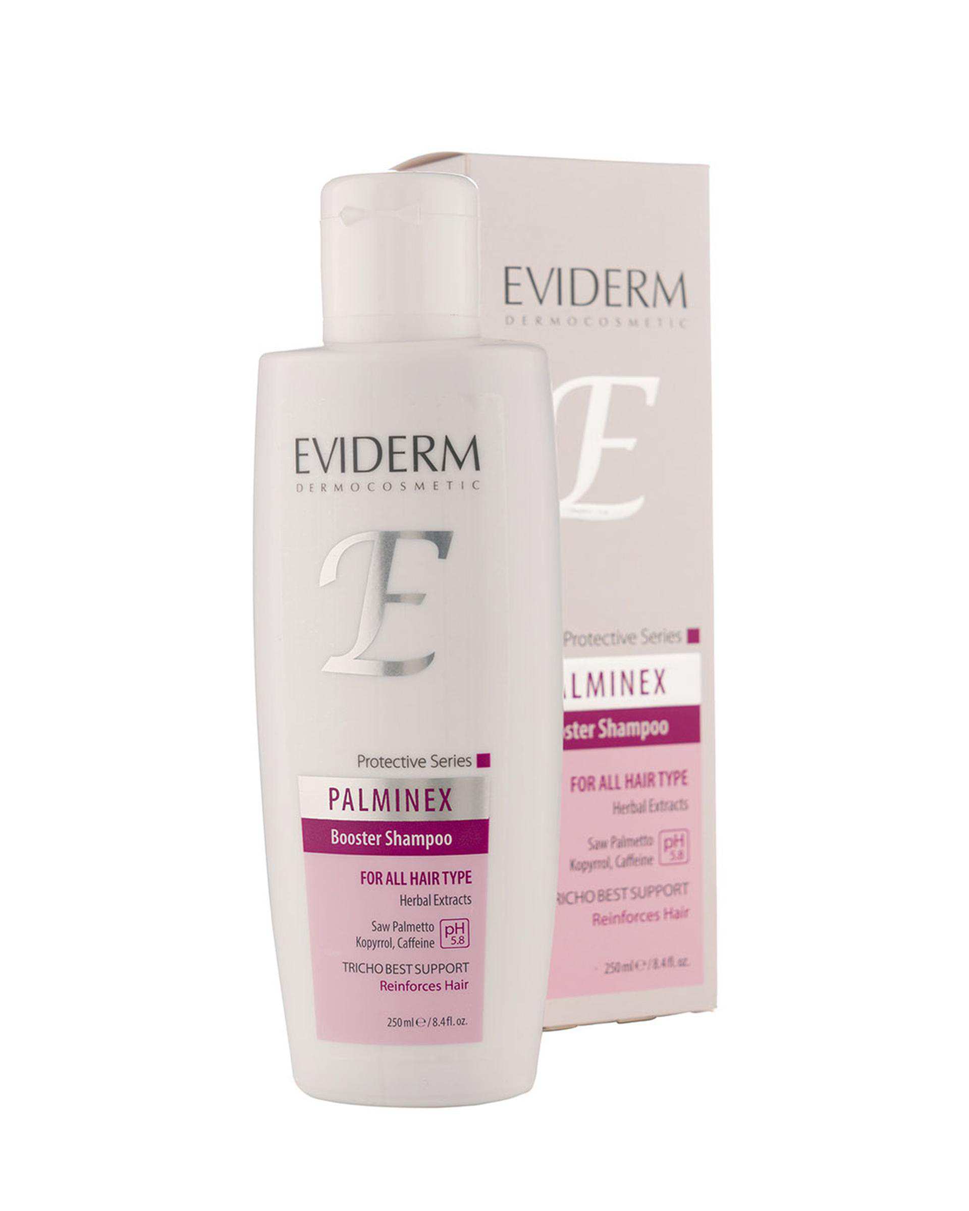 شامپو تقویت کننده اویدرم Eviderm مناسب انواع مو حاوی عصاره های گیاهی حجم 250ml