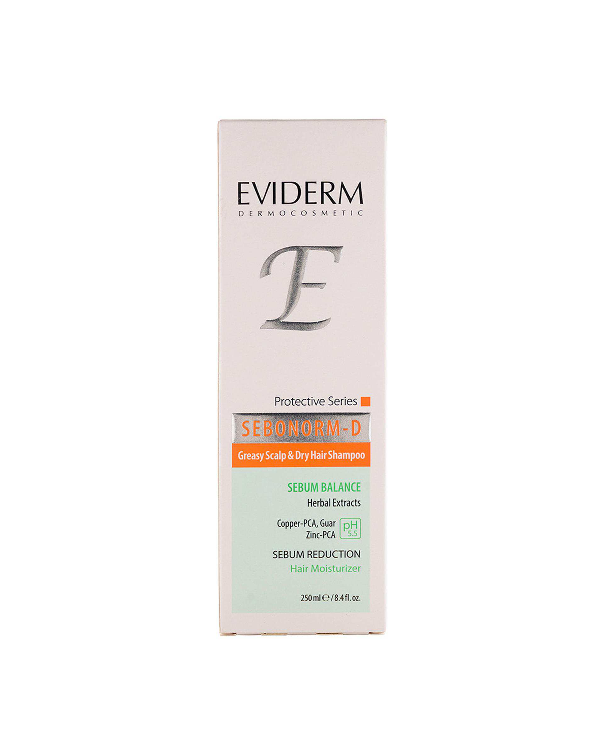 شامپو مو تعدیل کننده چربی پوست سر چرب و مو خشک اویدرم Eviderm مدل Seboderm D حجم 250ml