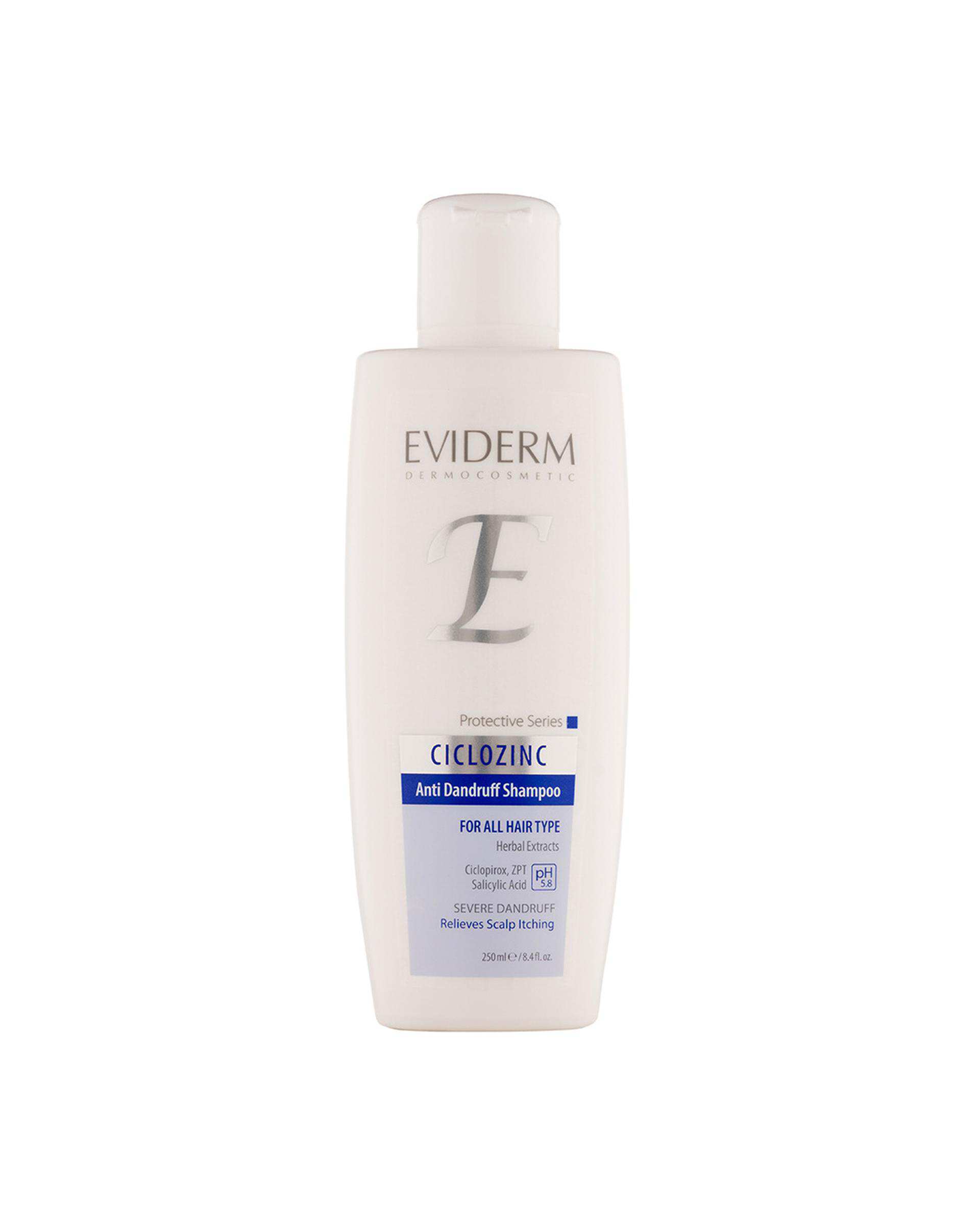 شامپو مو ضد شوره اویدرم Eviderm مدل سیکلوزینک حجم 250ml