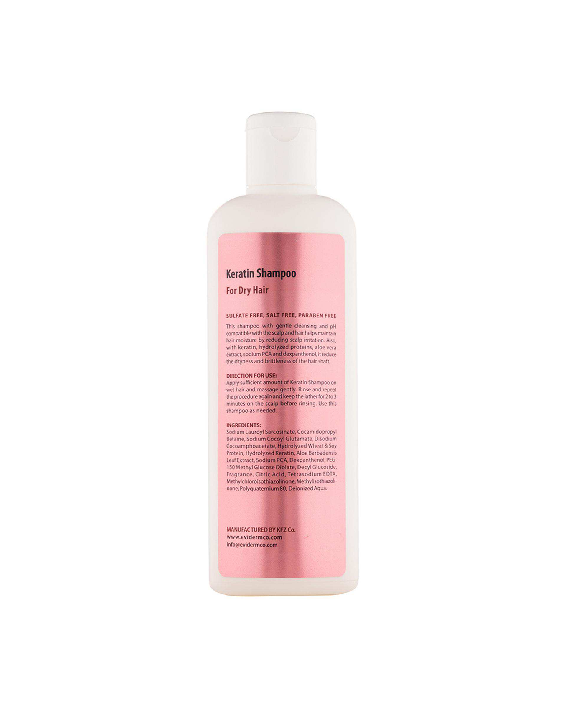 شامپو فاقد سولفات کراتینه اویدرم Eviderm موهای خشک حجم 200ml
