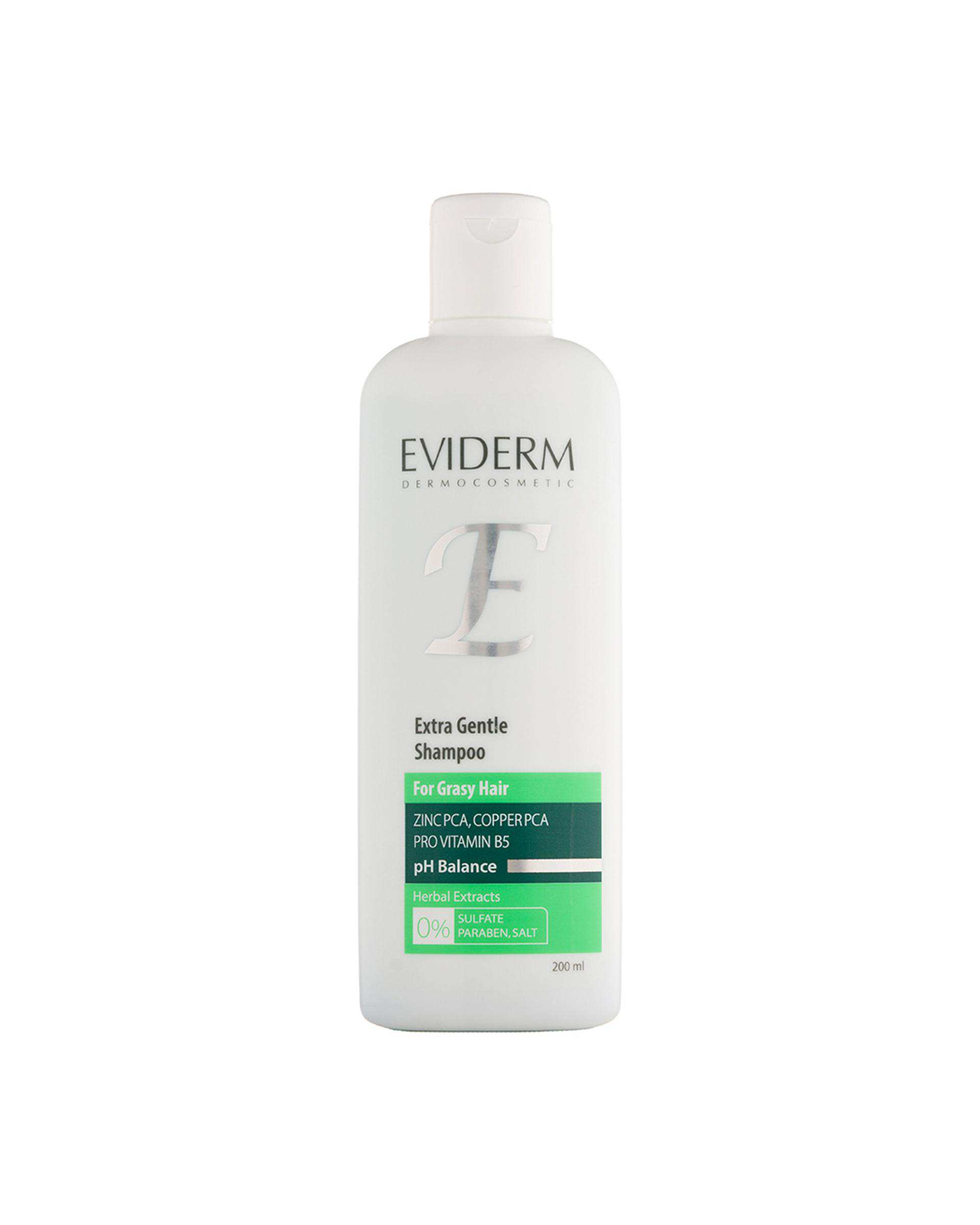 شامپو مو فاقد سولفات اویدرم Eviderm مناسب موهای چرب حجم 200ml