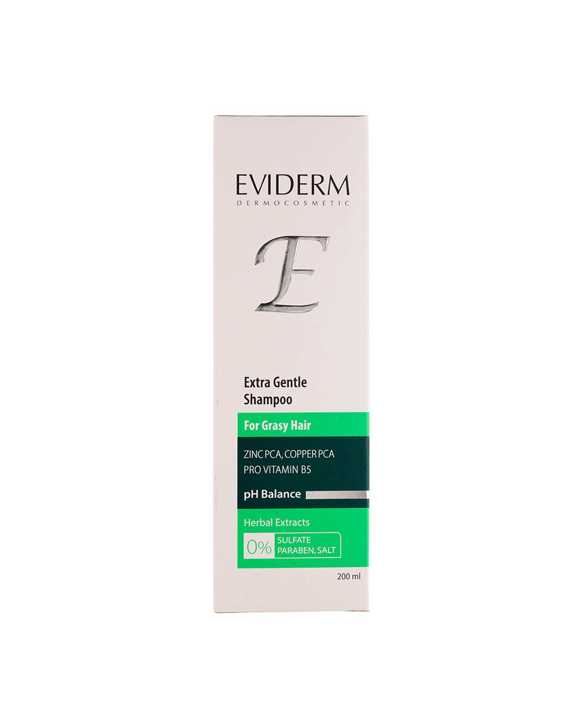 شامپو مو فاقد سولفات اویدرم Eviderm مناسب موهای چرب حجم 200ml