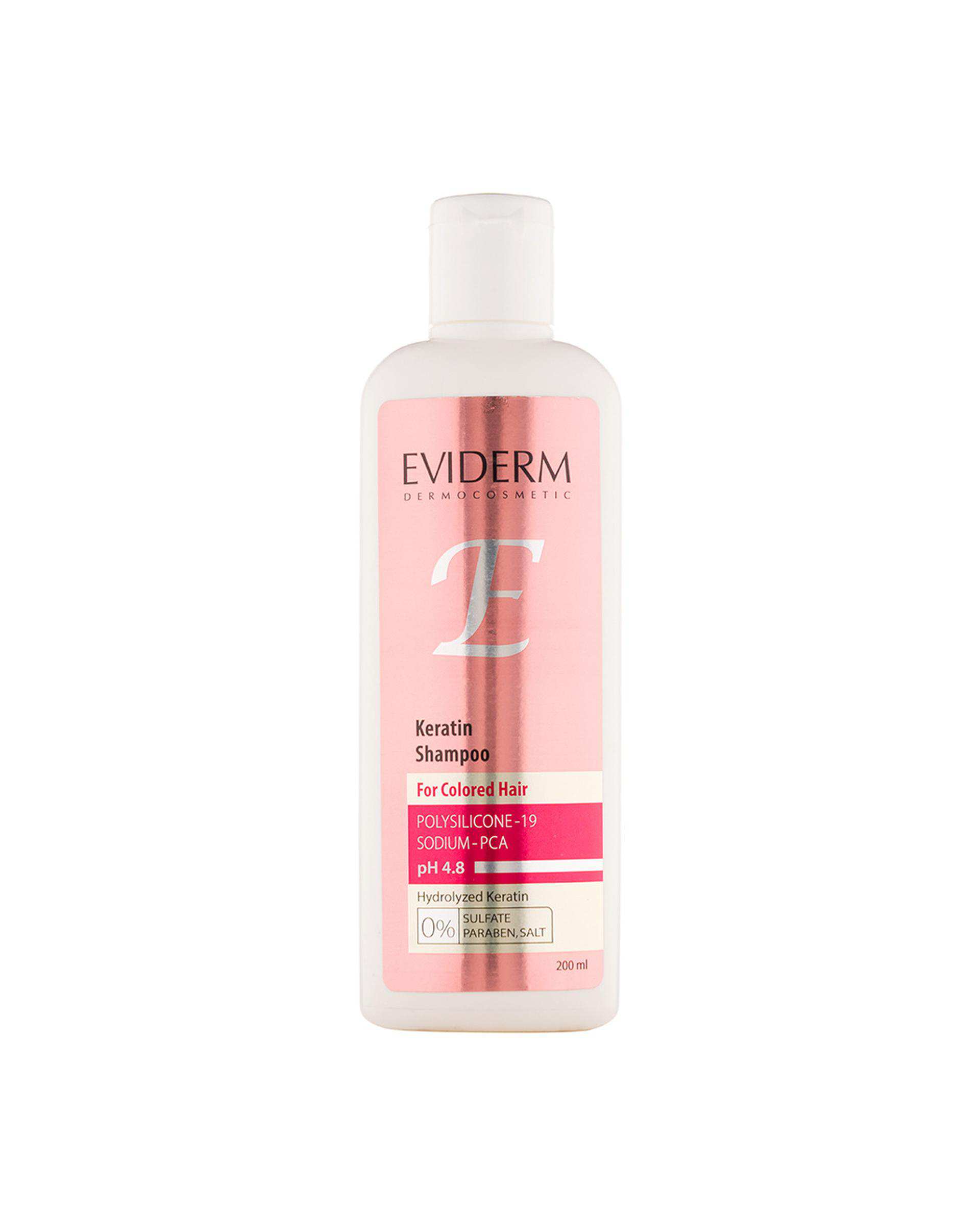 شامپو فاقد سولفات اویدرم Eviderm مناسب موهای رنگ شده حجم 200ml