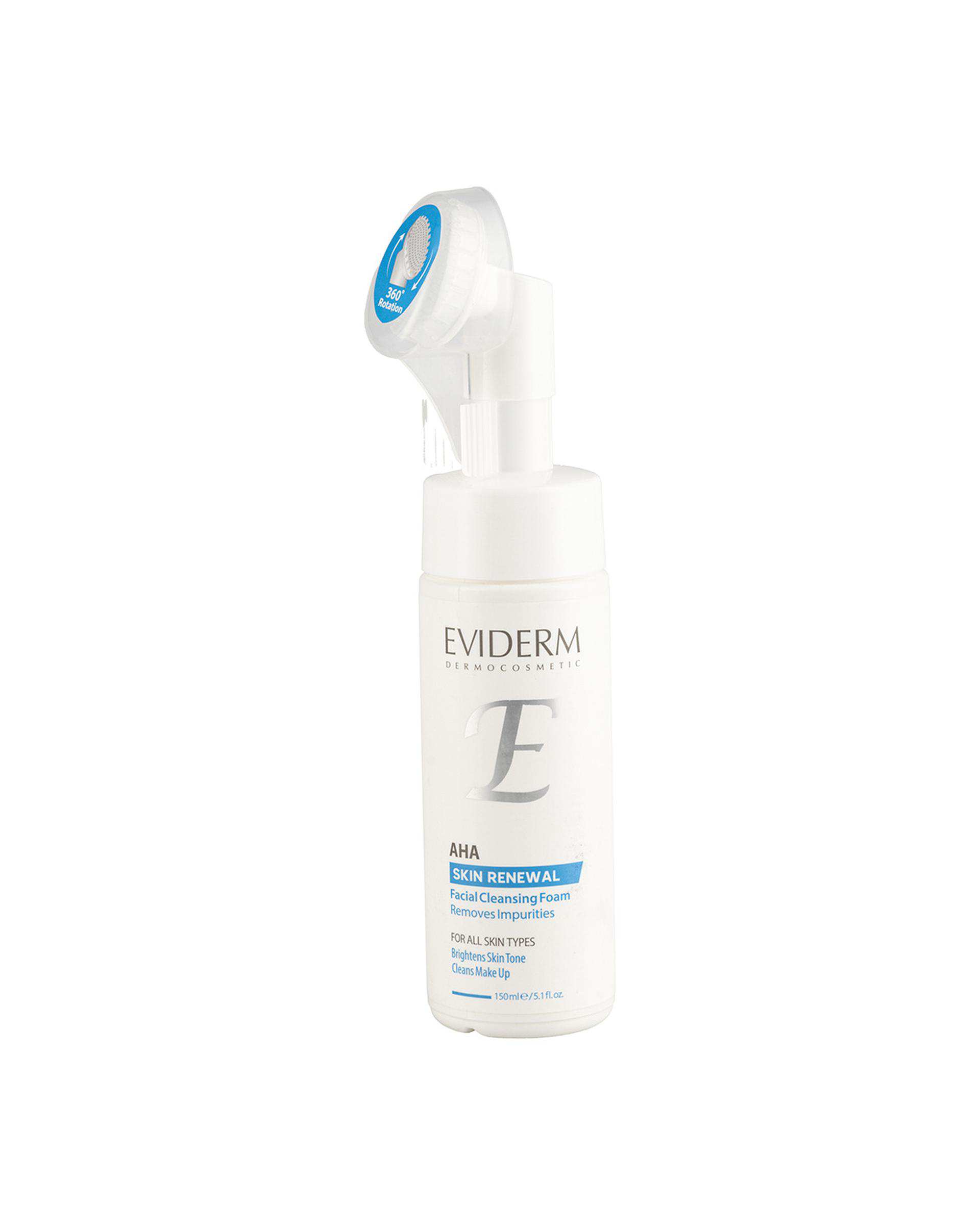 فوم شستشوی صورت اویدرم Eviderm مناسب انواع پوست حاوی آلفا هیدروکسی اسید 10% حجم 150ml