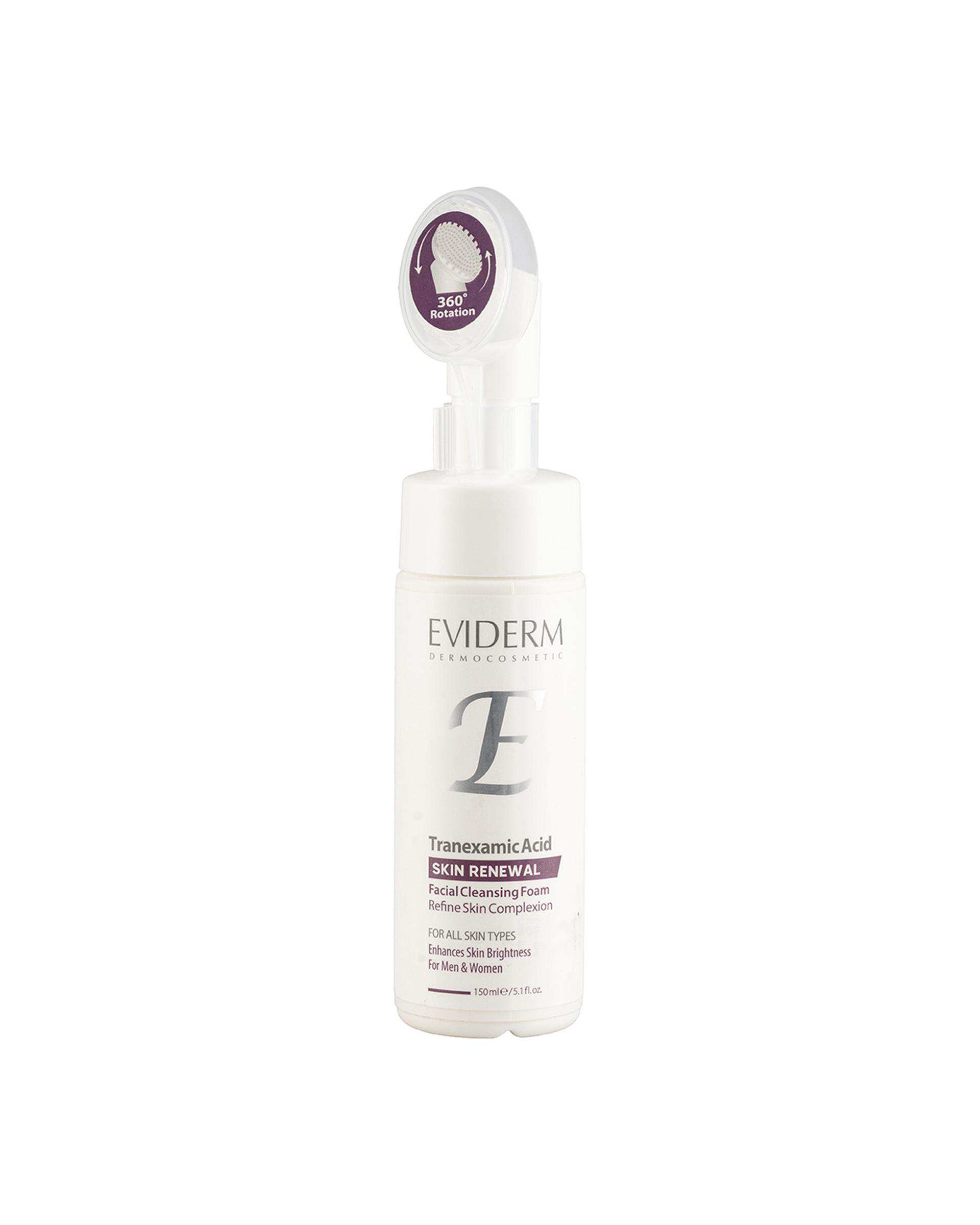 فوم شستشوی صورت اویدرم Eviderm مناسب انواع پوست حاوی ترانگزامیک اسید حجم 150ml