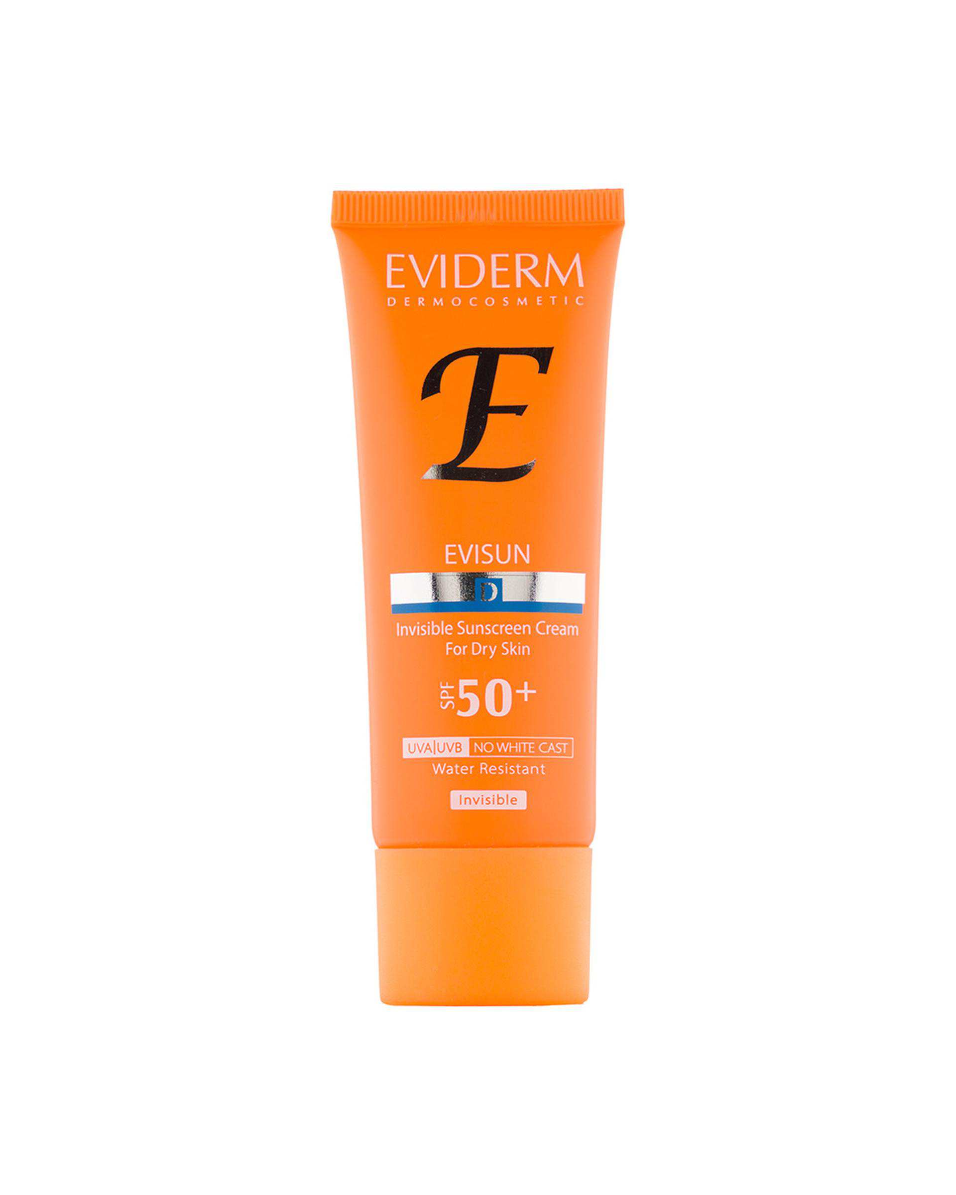 کرم ضد آفتاب بی رنگ SPF50 اویدرم Eviderm مدل D مناسب پوست خشک حجم 40ml