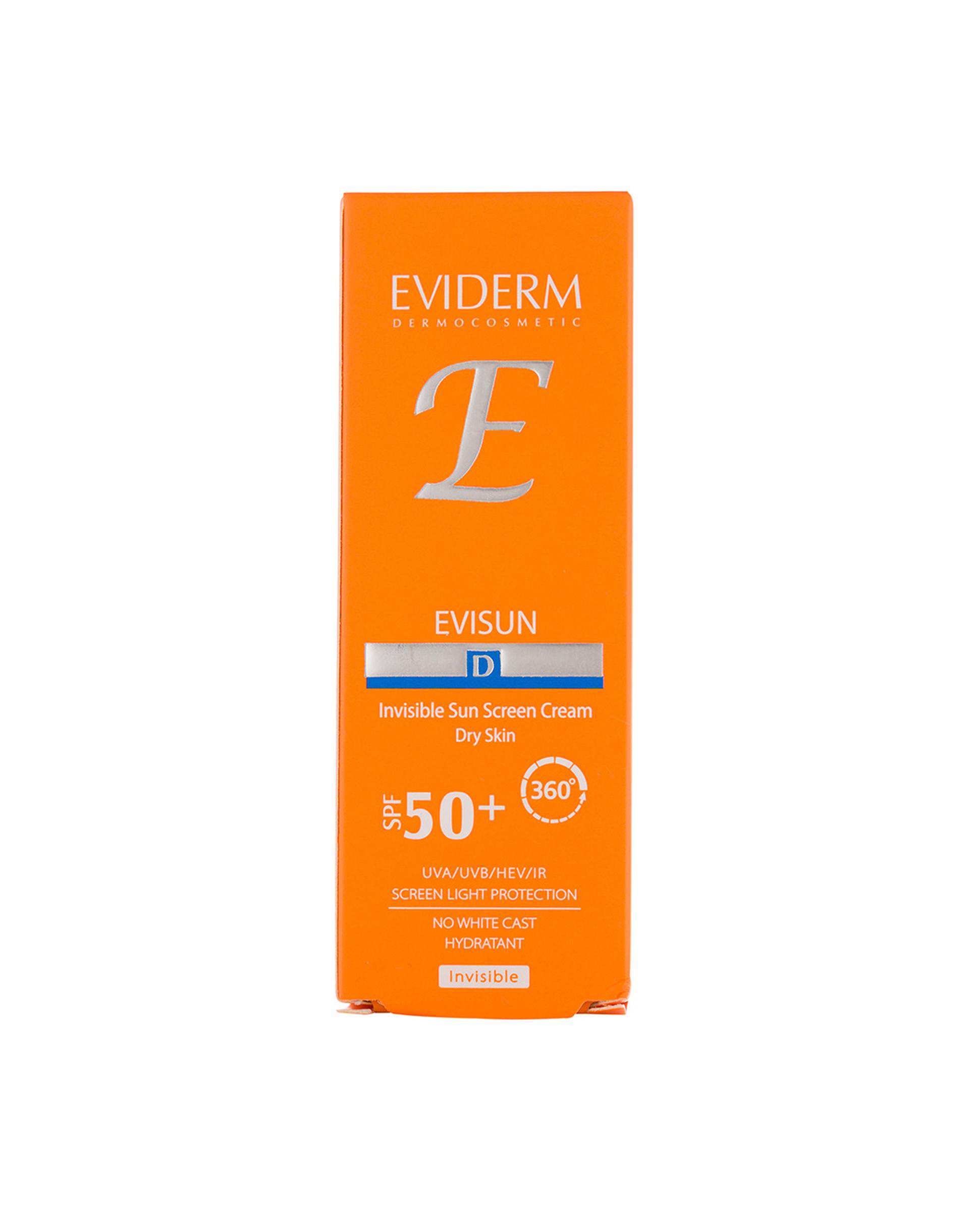 کرم ضد آفتاب بی رنگ SPF50 اویدرم Eviderm مدل D مناسب پوست خشک حجم 40ml