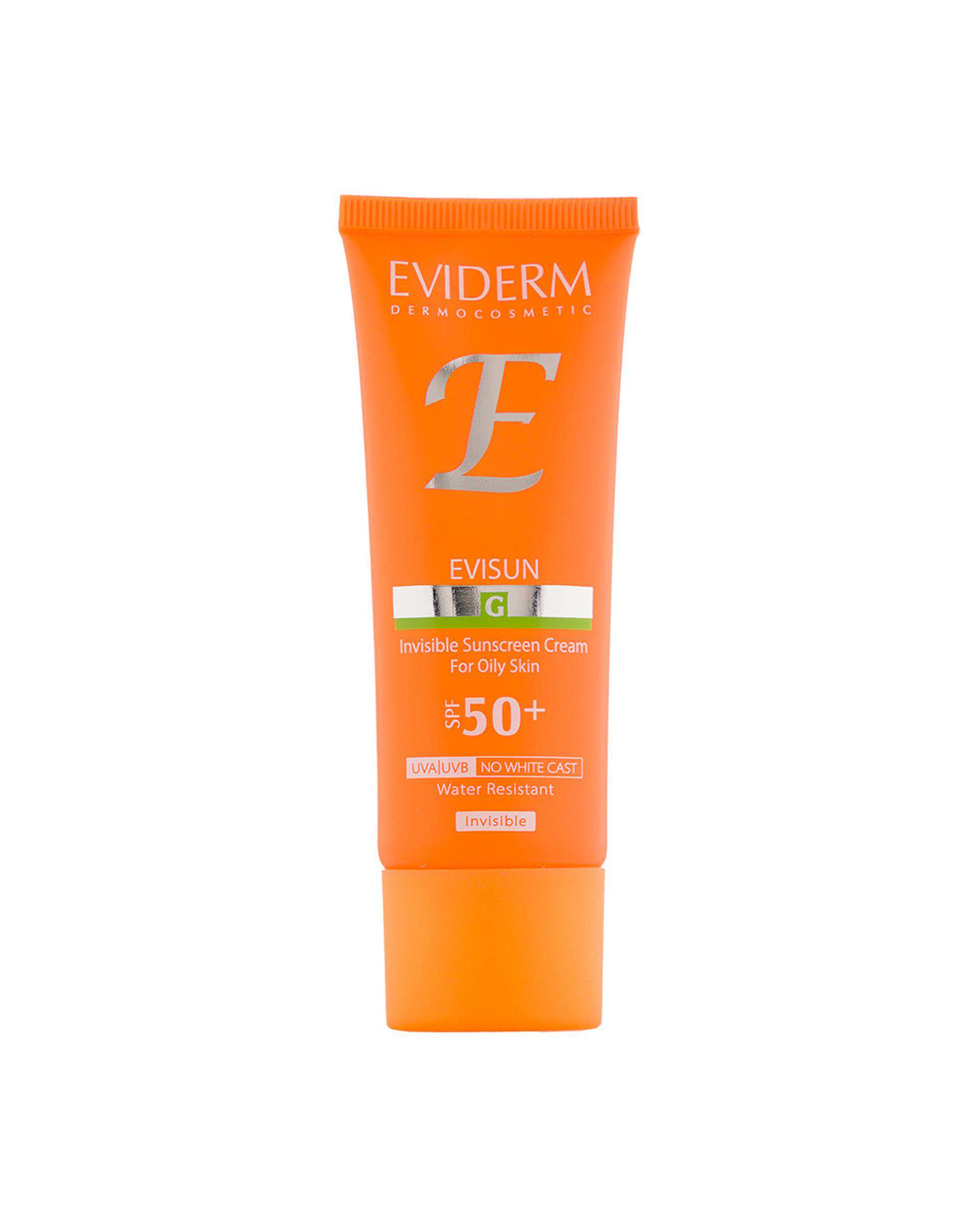 کرم ضد آفتاب بی رنگ SPF50 اویدرم Eviderm مدل G مناسب پوست چرب حجم 40ml