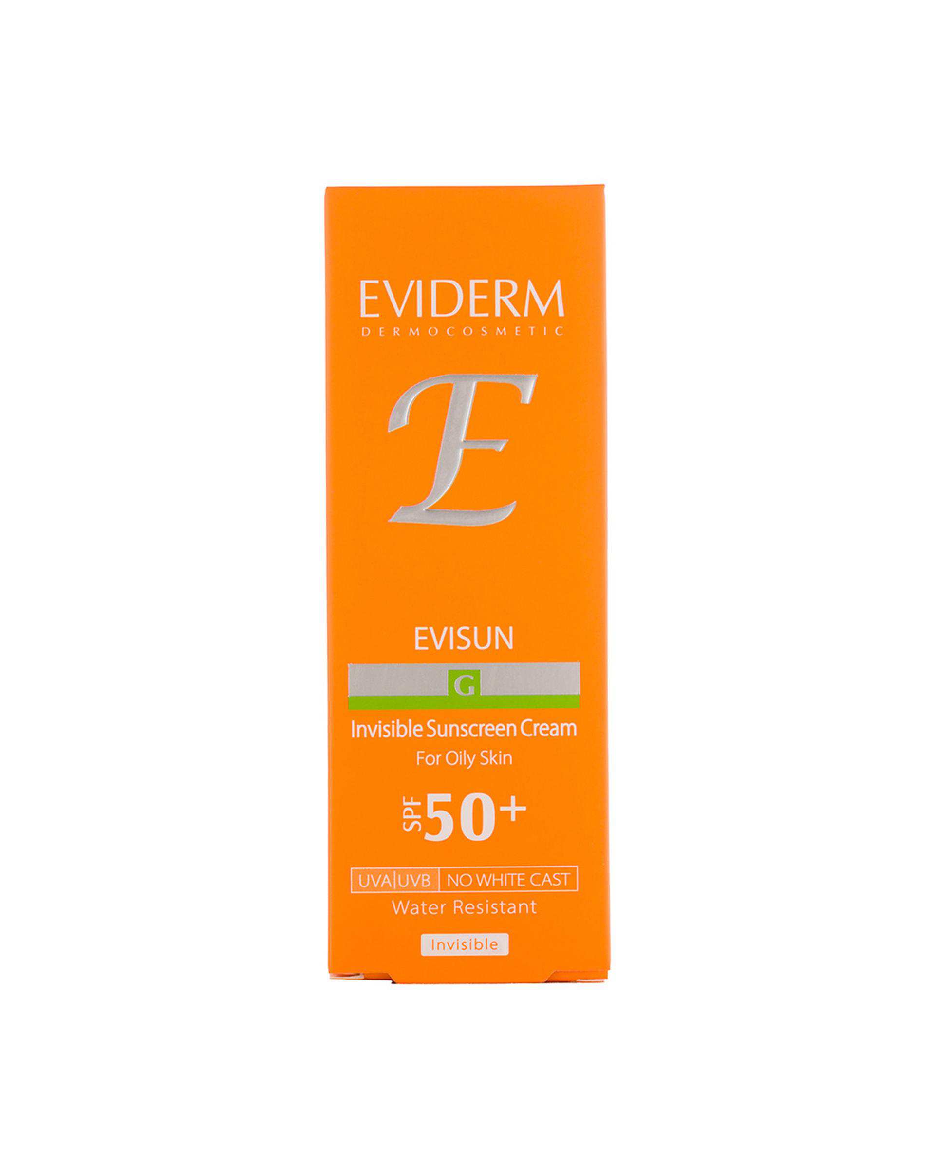 کرم ضد آفتاب بی رنگ SPF50 اویدرم Eviderm مدل G مناسب پوست چرب حجم 40ml