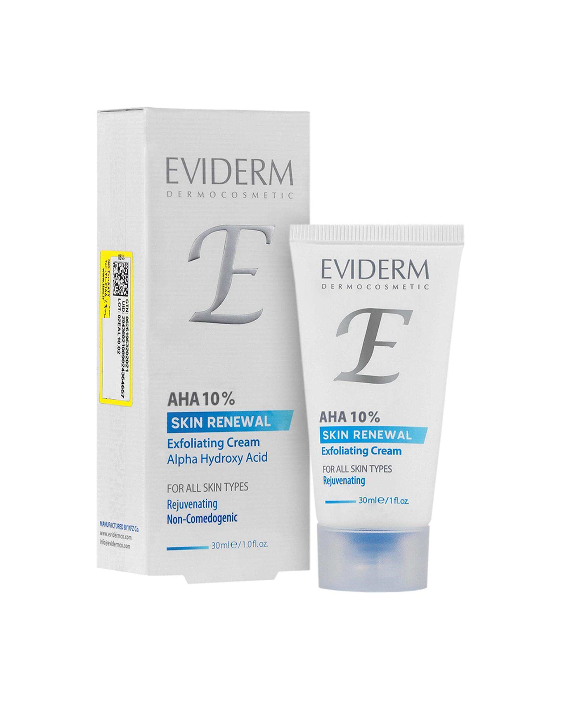 کرم لایه بردار اویدرم Eviderm حاوی AHA ده درصد حجم 30ml