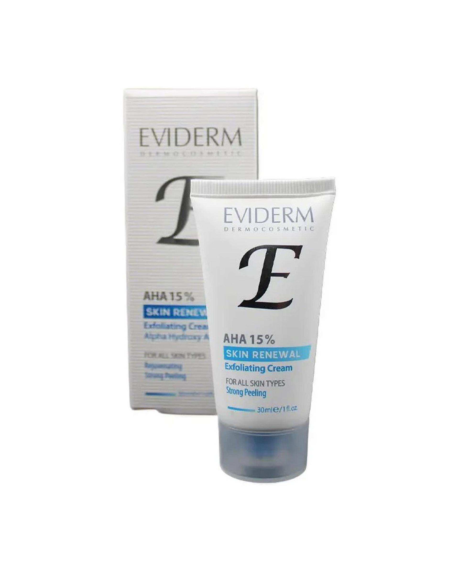 کرم لایه بردار اویدرم Eviderm حاوی آلفا هیدروکسی اسید 15% حجم 30ml