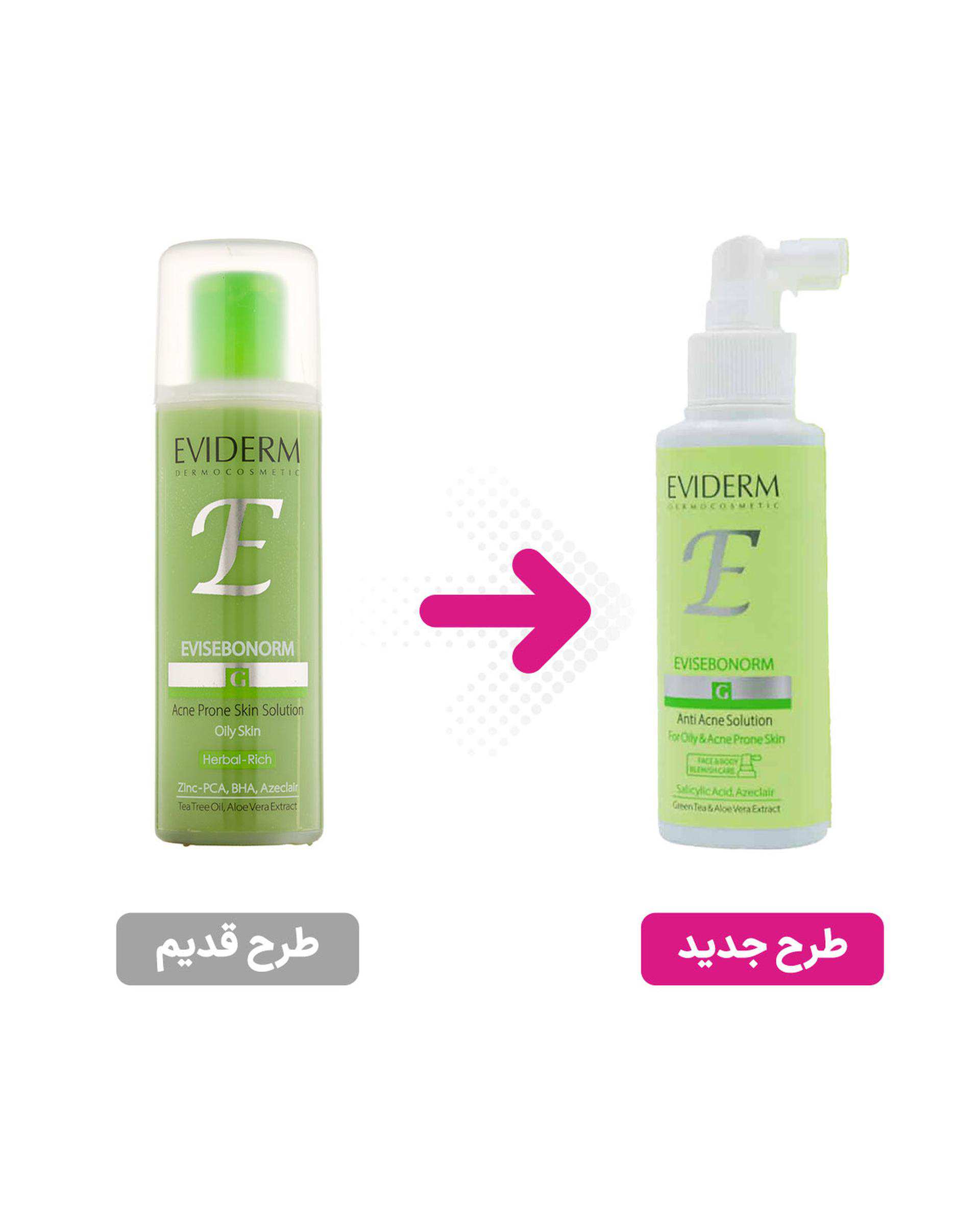 محلول ضد آکنه اویدرم Eviderm مدل اوی سبونورم Evisebonorm حجم 100ml