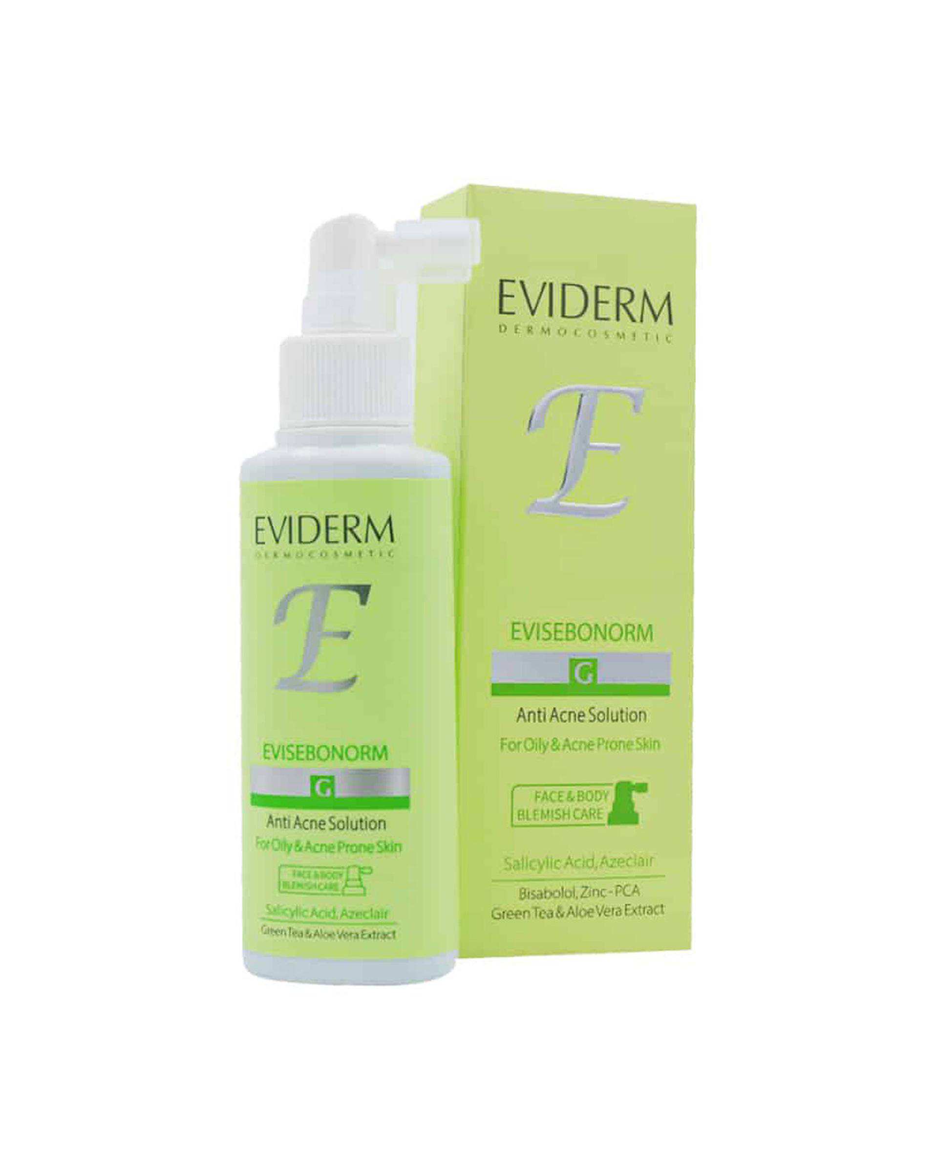محلول ضد آکنه اویدرم Eviderm مدل اوی سبونورم Evisebonorm حجم 100ml