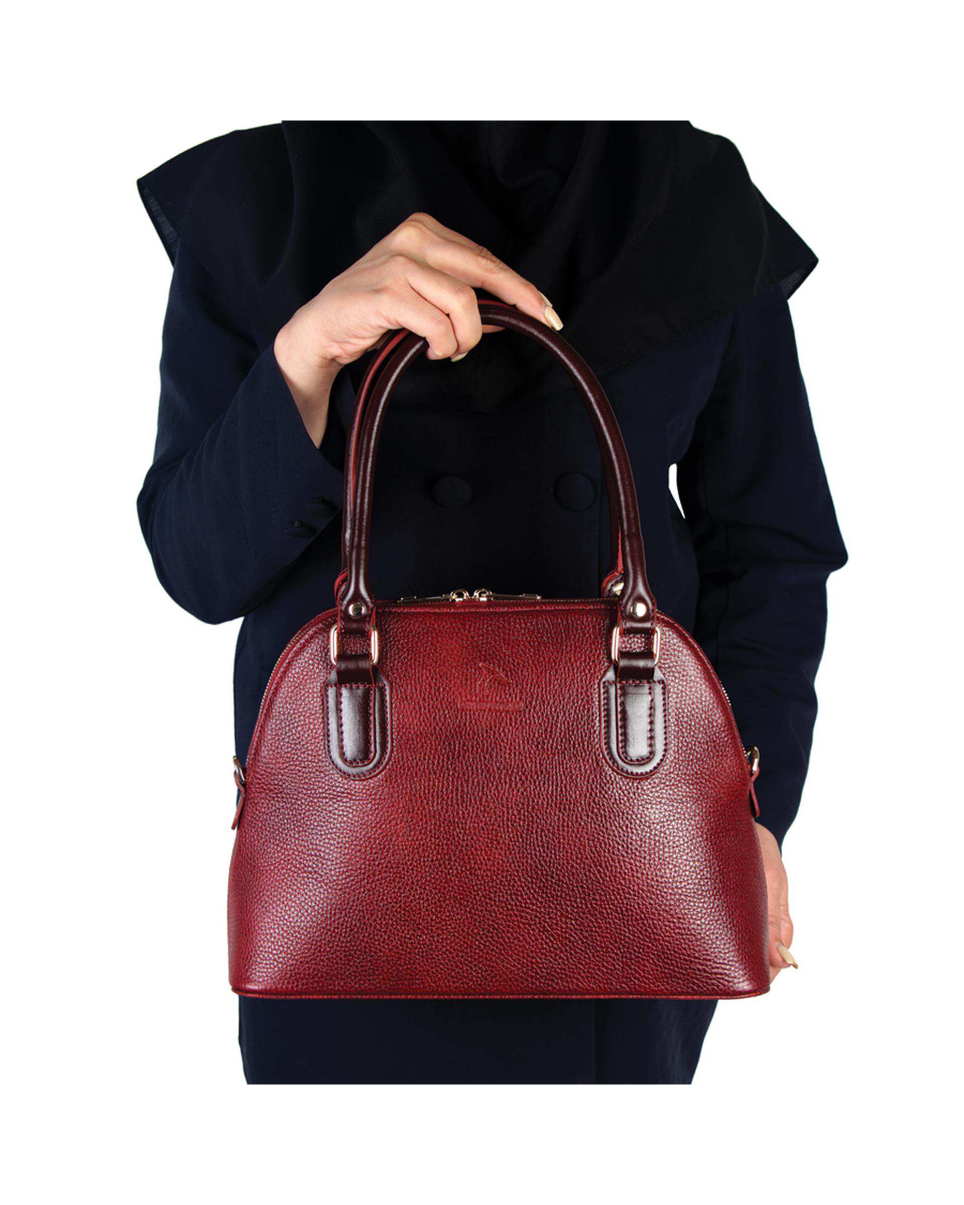 کیف دستی چرم زنانه زرشکی چرم بارز Charm Barez مدل DZ69.1