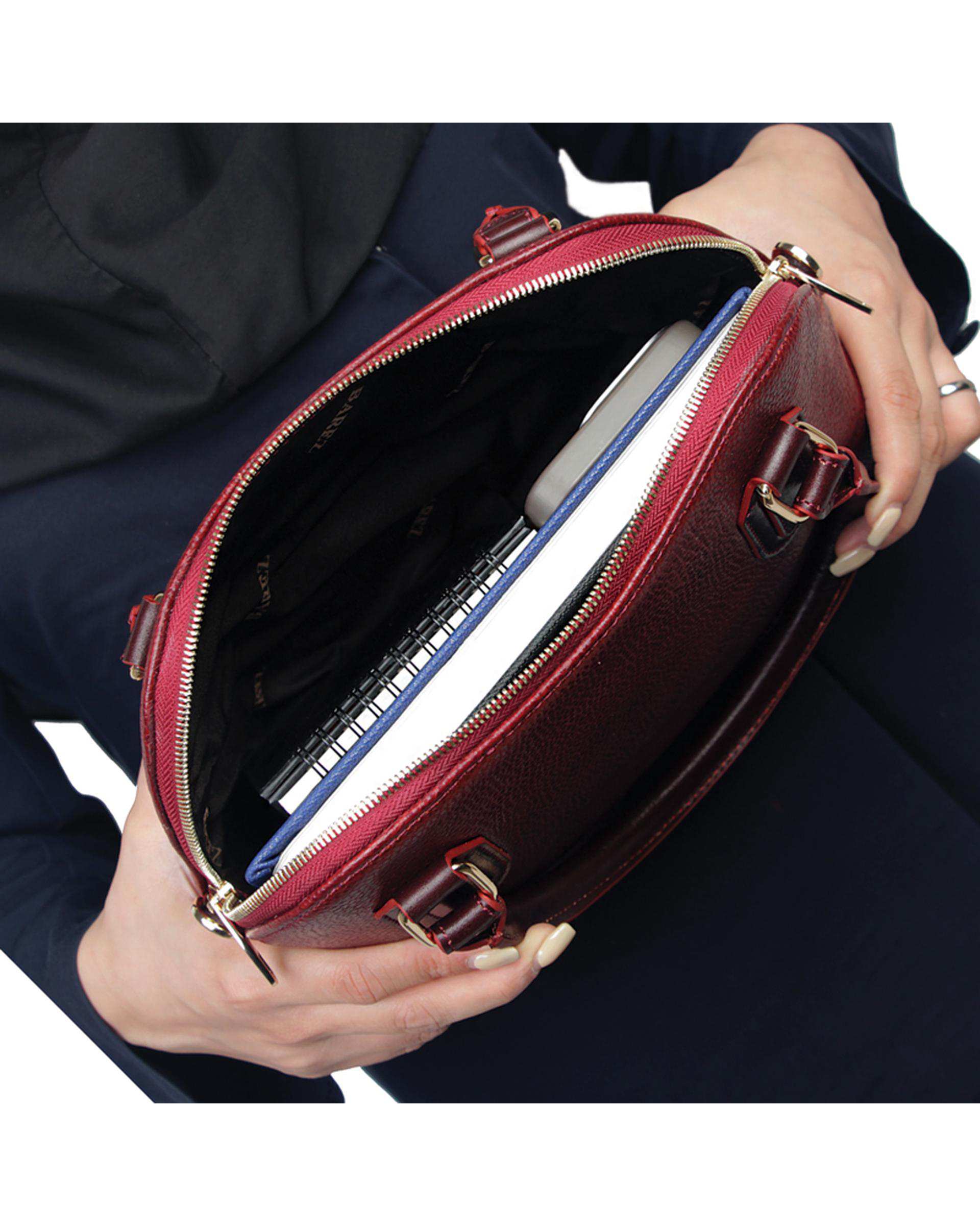 کیف دستی چرم زنانه زرشکی چرم بارز Charm Barez مدل DZ69.1