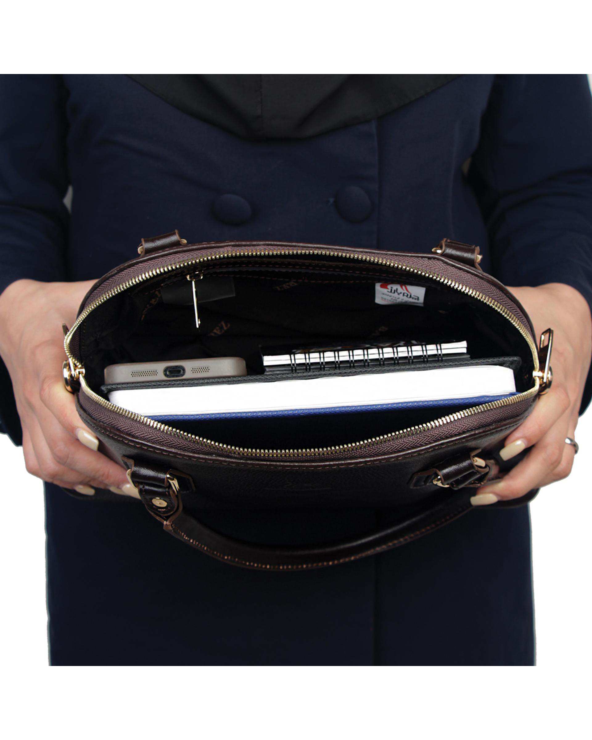 کیف دستی چرم زنانه قهوه ای چرم بارز Charm Barez مدل DZ69.1