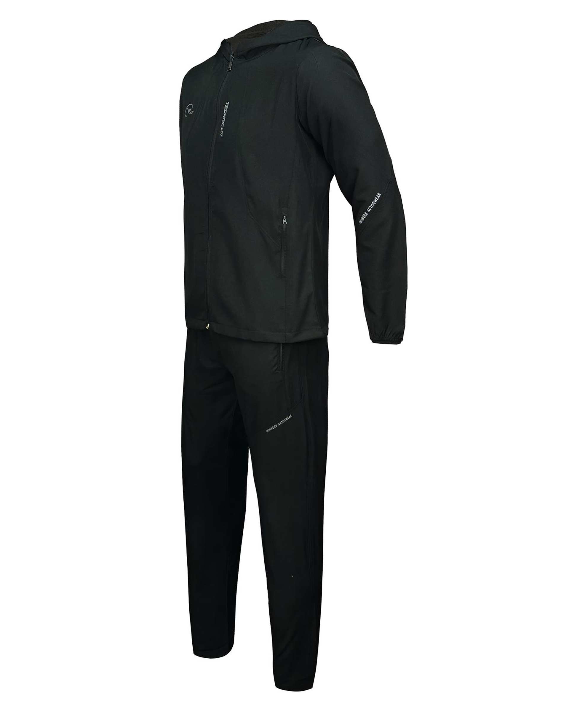 ست گرمکن و شلوار ورزشی مردانه مشکی تکنیک پلاس 07 کد GK-139-ME