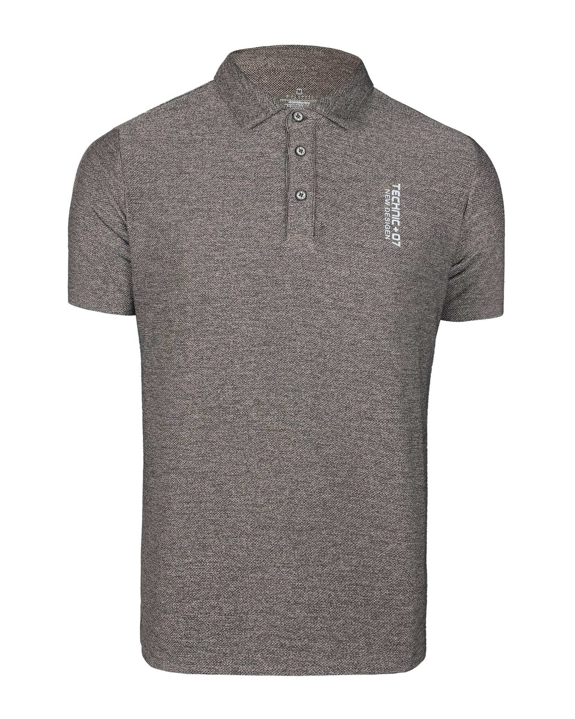 پولوشرت ورزشی مردانه طوسی ملانژ تکنیک پلاس 07 کد TS-163-MEL