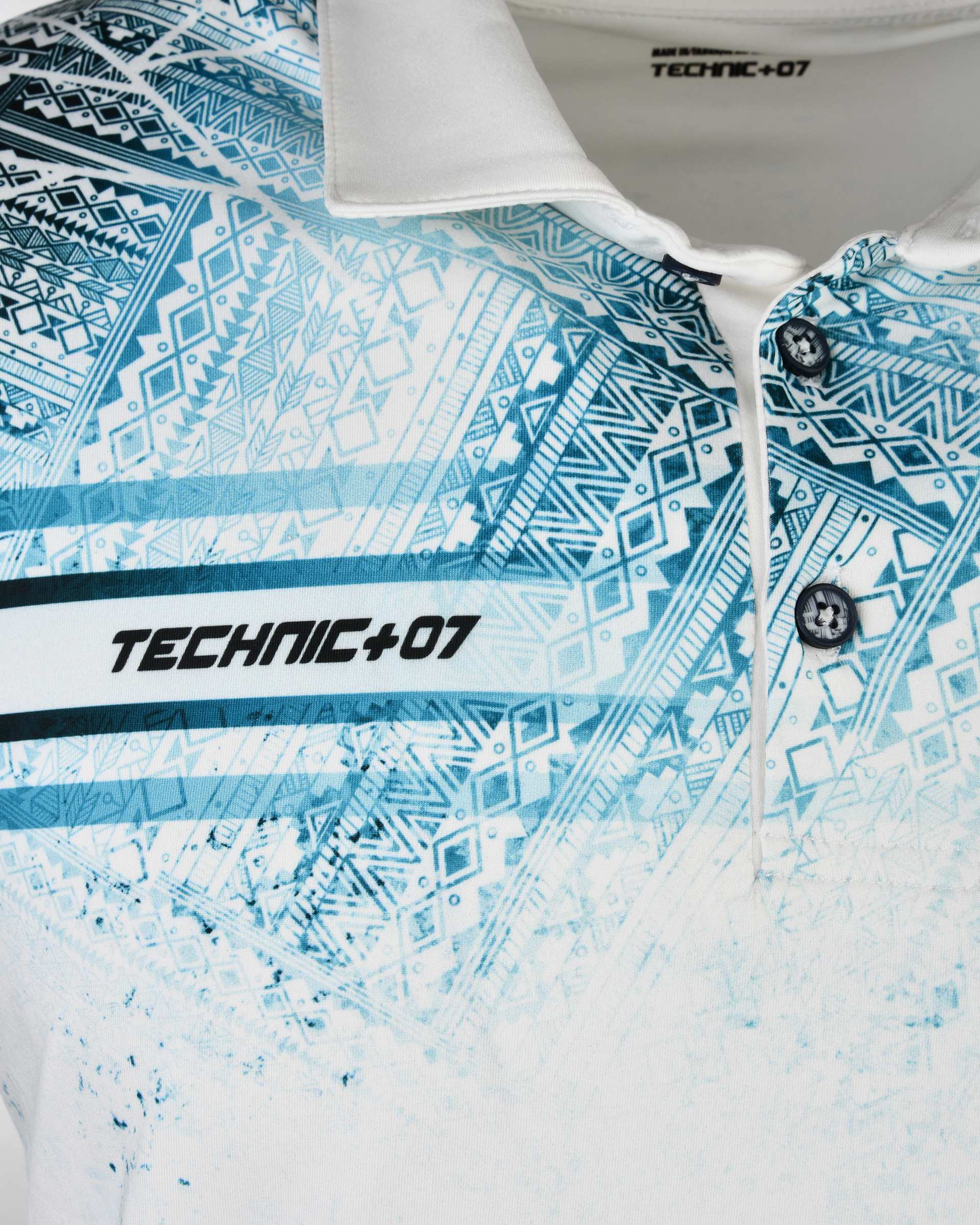 پولوشرت ورزشی مردانه سفید سرمه ای تکنیک پلاس 07 کد TS-171-SE-SO