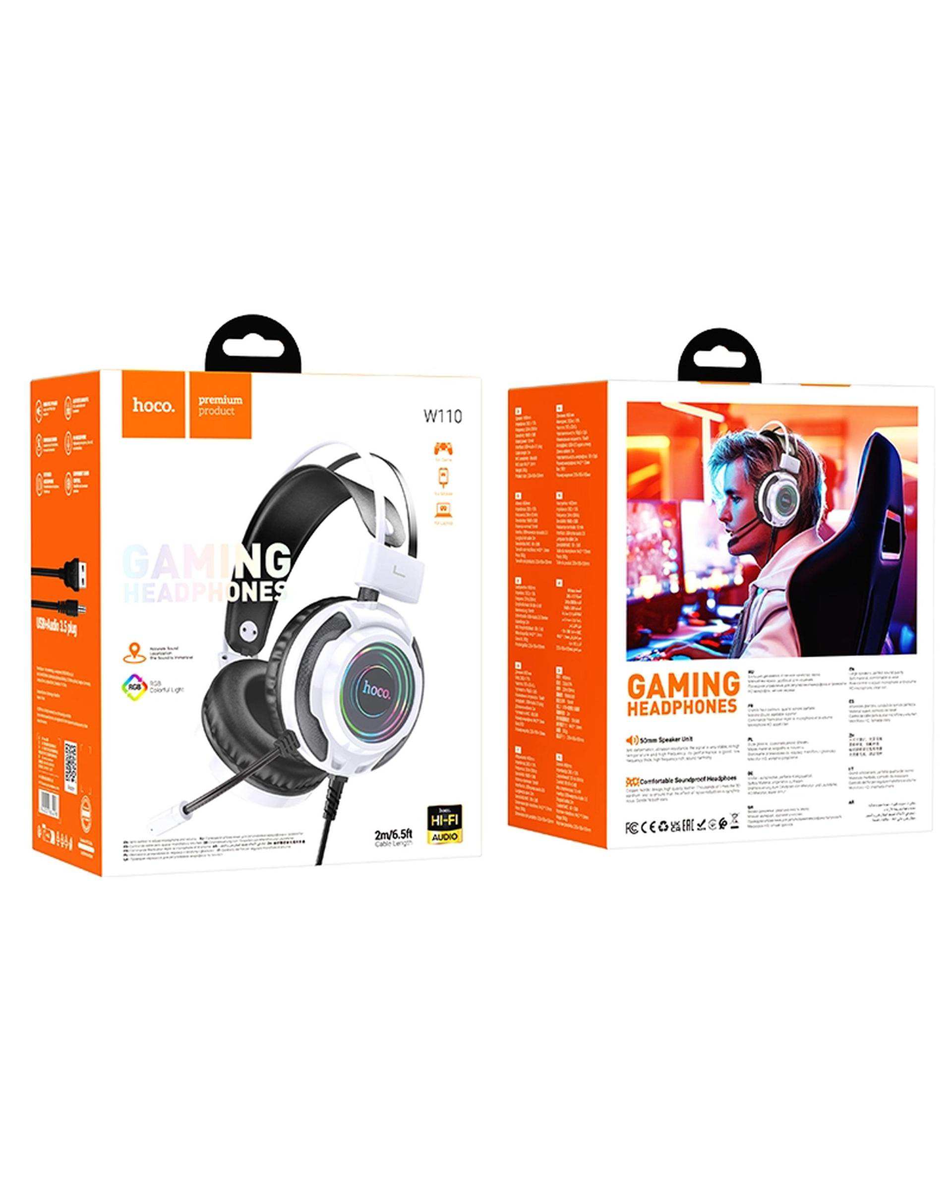 هدفون گیمینگ سفید هوکو hoco مدل W110