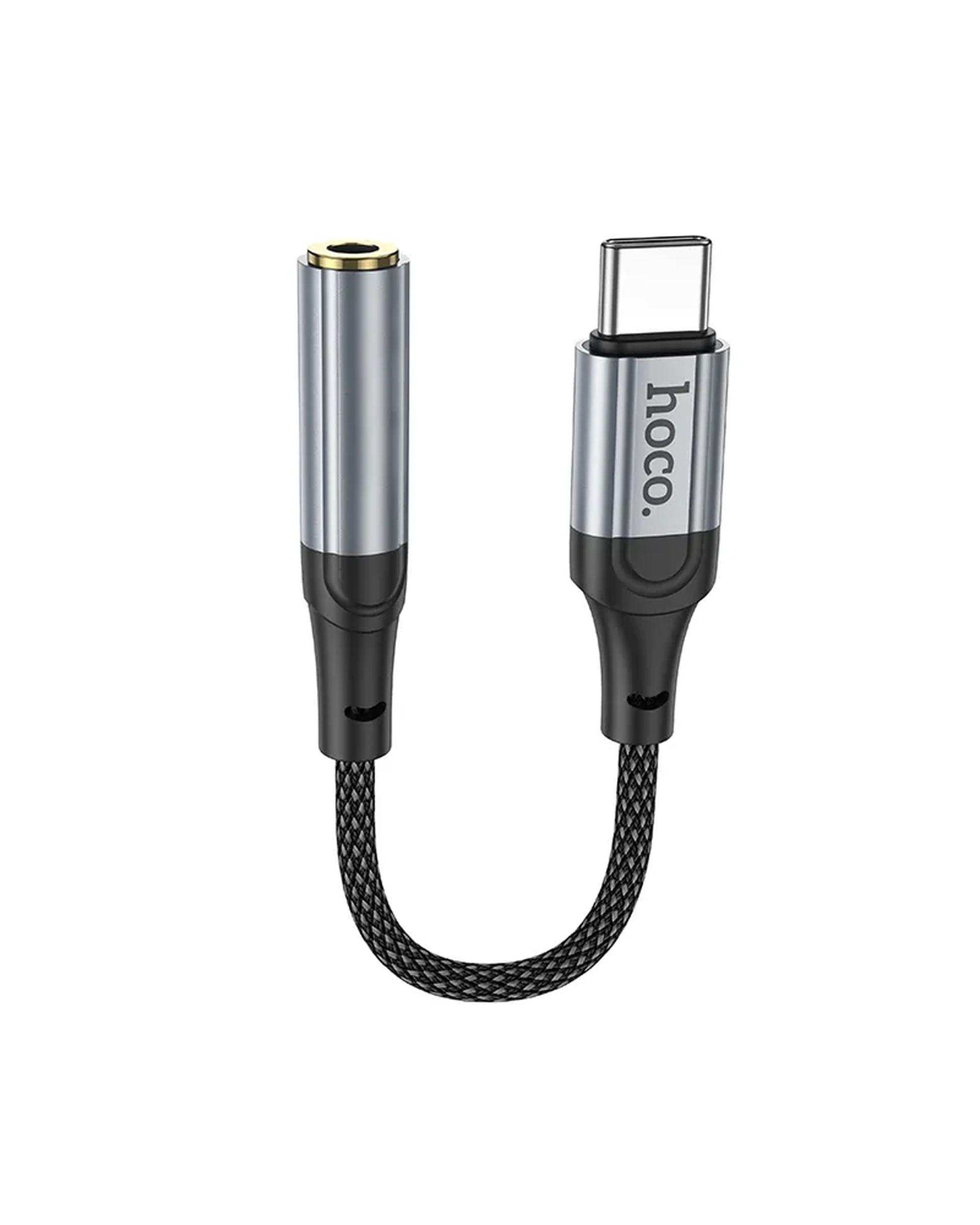 مبدل OTG جک USB-C TO AUX 3.5mm مشکی هوکو hoco مدل LS36