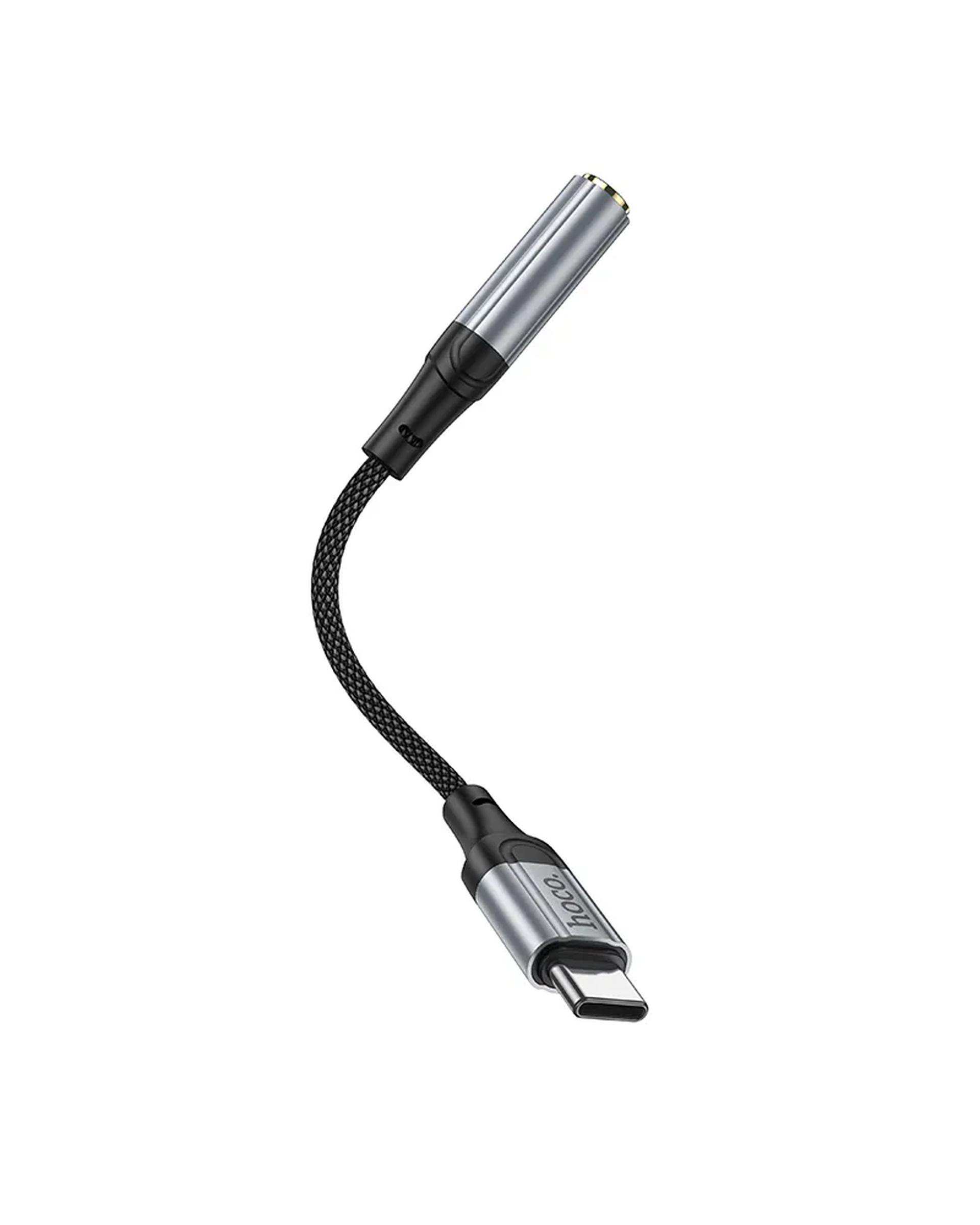 مبدل OTG جک USB-C TO AUX 3.5mm مشکی هوکو hoco مدل LS36