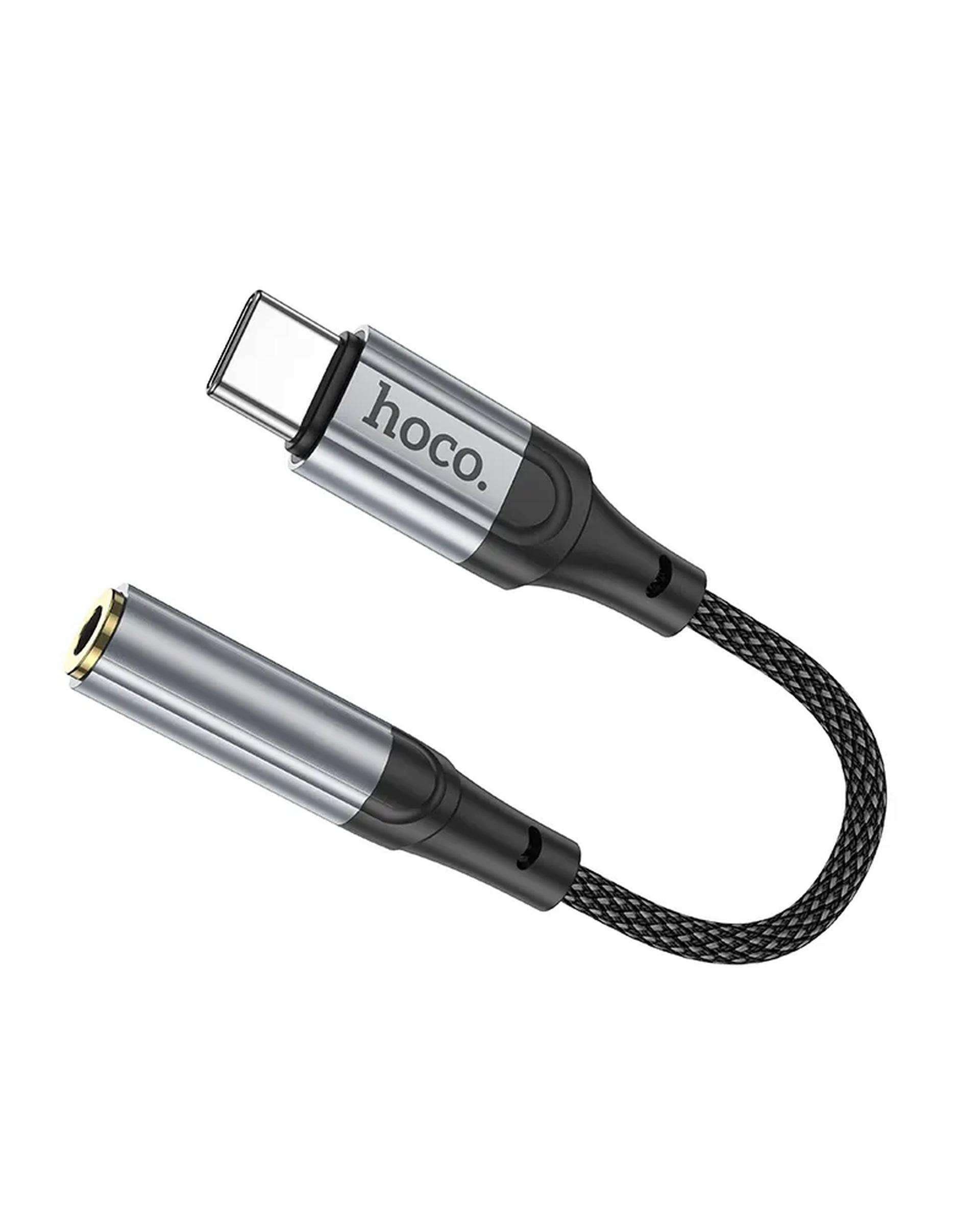مبدل OTG جک USB-C TO AUX 3.5mm مشکی هوکو hoco مدل LS36