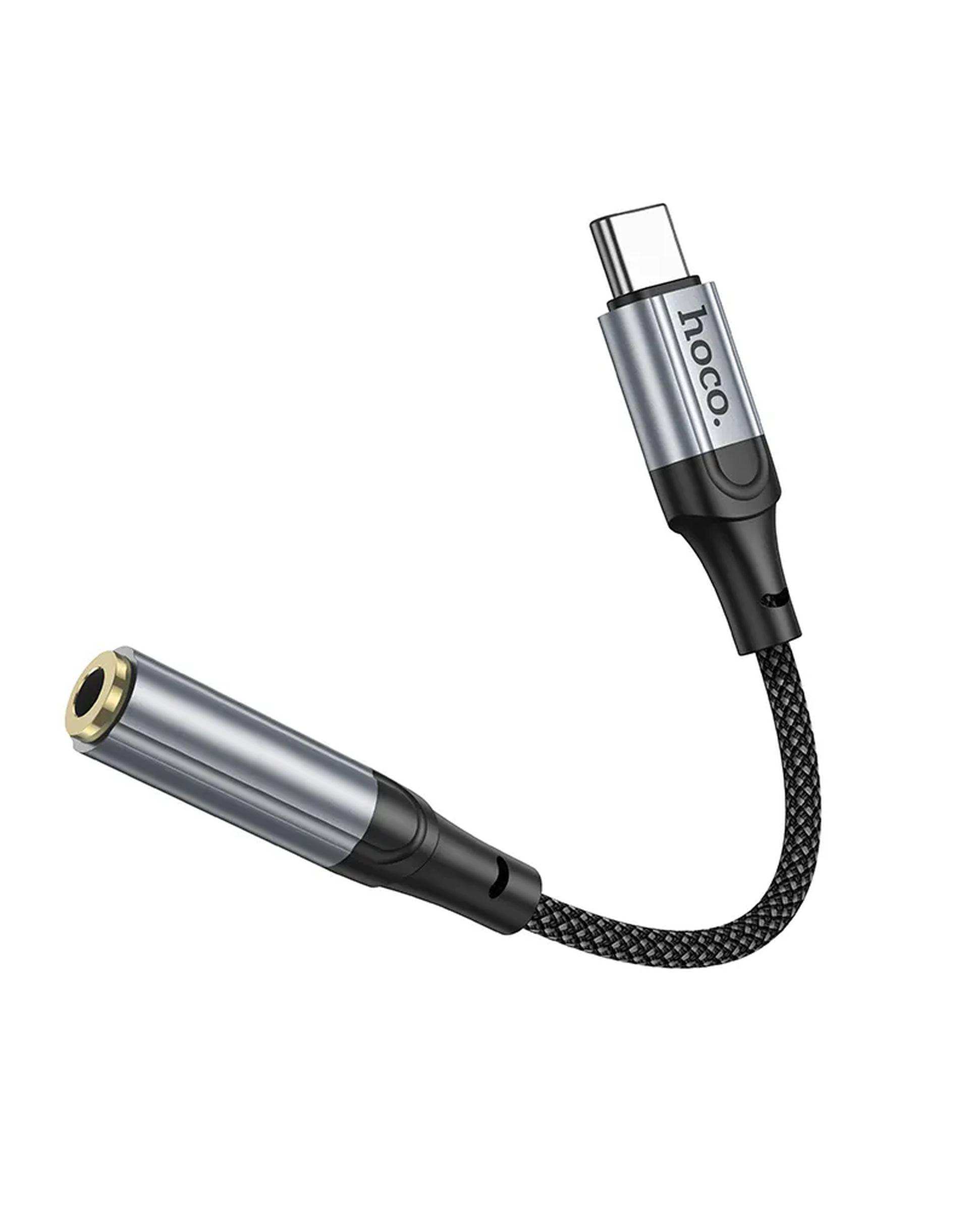 مبدل OTG جک USB-C TO AUX 3.5mm مشکی هوکو hoco مدل LS36