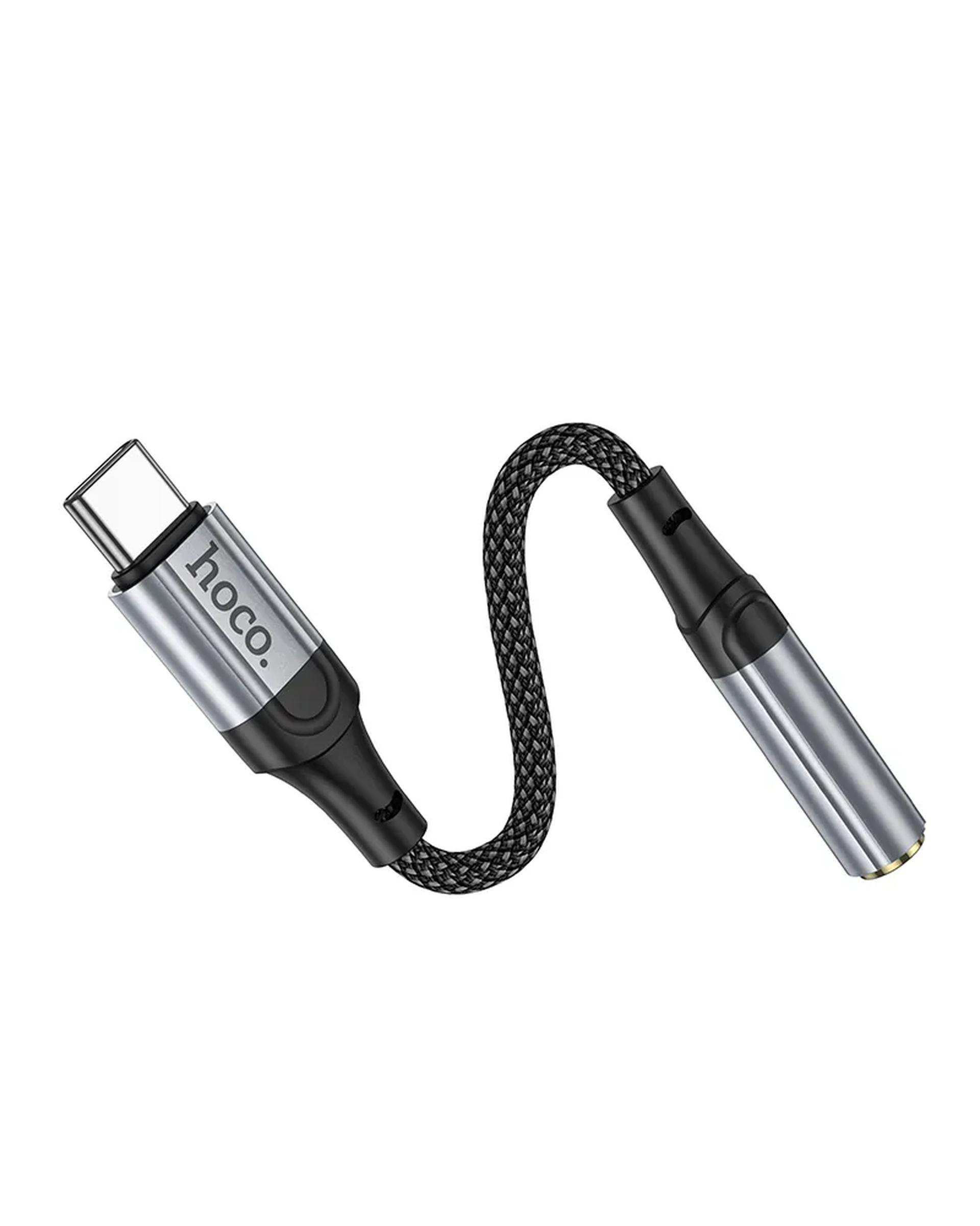مبدل OTG جک USB-C TO AUX 3.5mm مشکی هوکو hoco مدل LS36