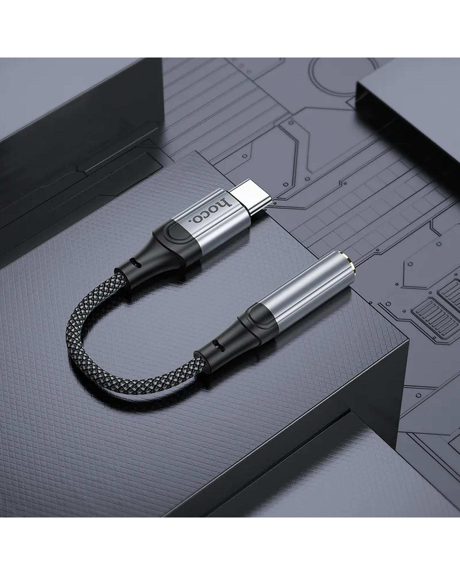 مبدل OTG جک USB-C TO AUX 3.5mm مشکی هوکو hoco مدل LS36