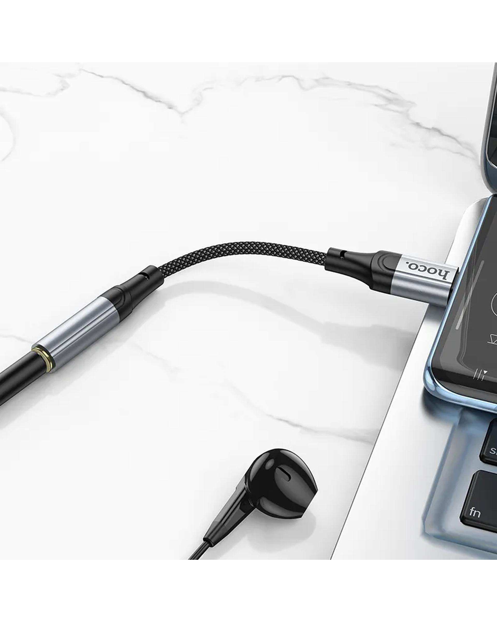 مبدل OTG جک USB-C TO AUX 3.5mm مشکی هوکو hoco مدل LS36