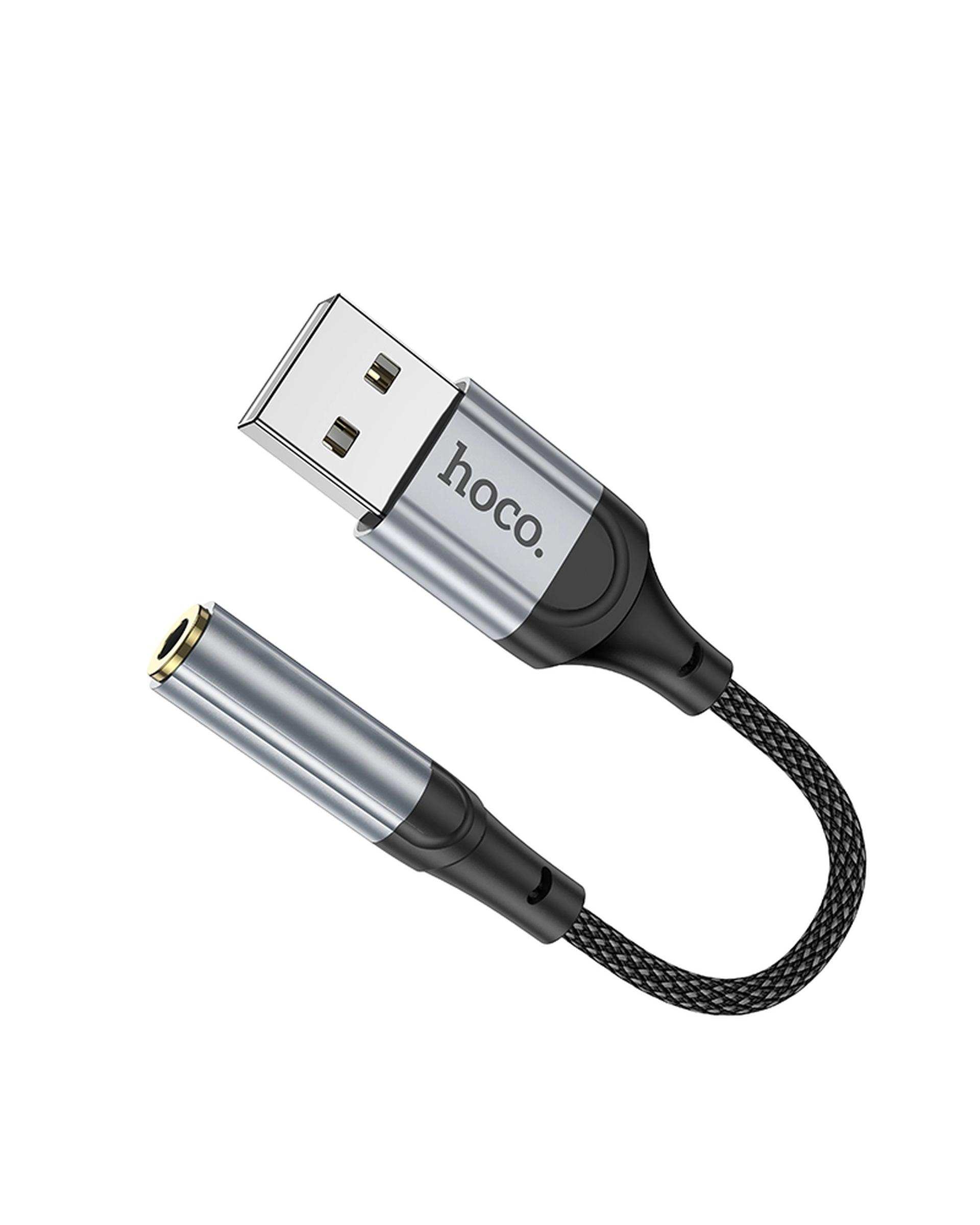 کابل مبدل صوتی مشکی هوکو hoco مدل LS36 3.5 MM TO USB-A