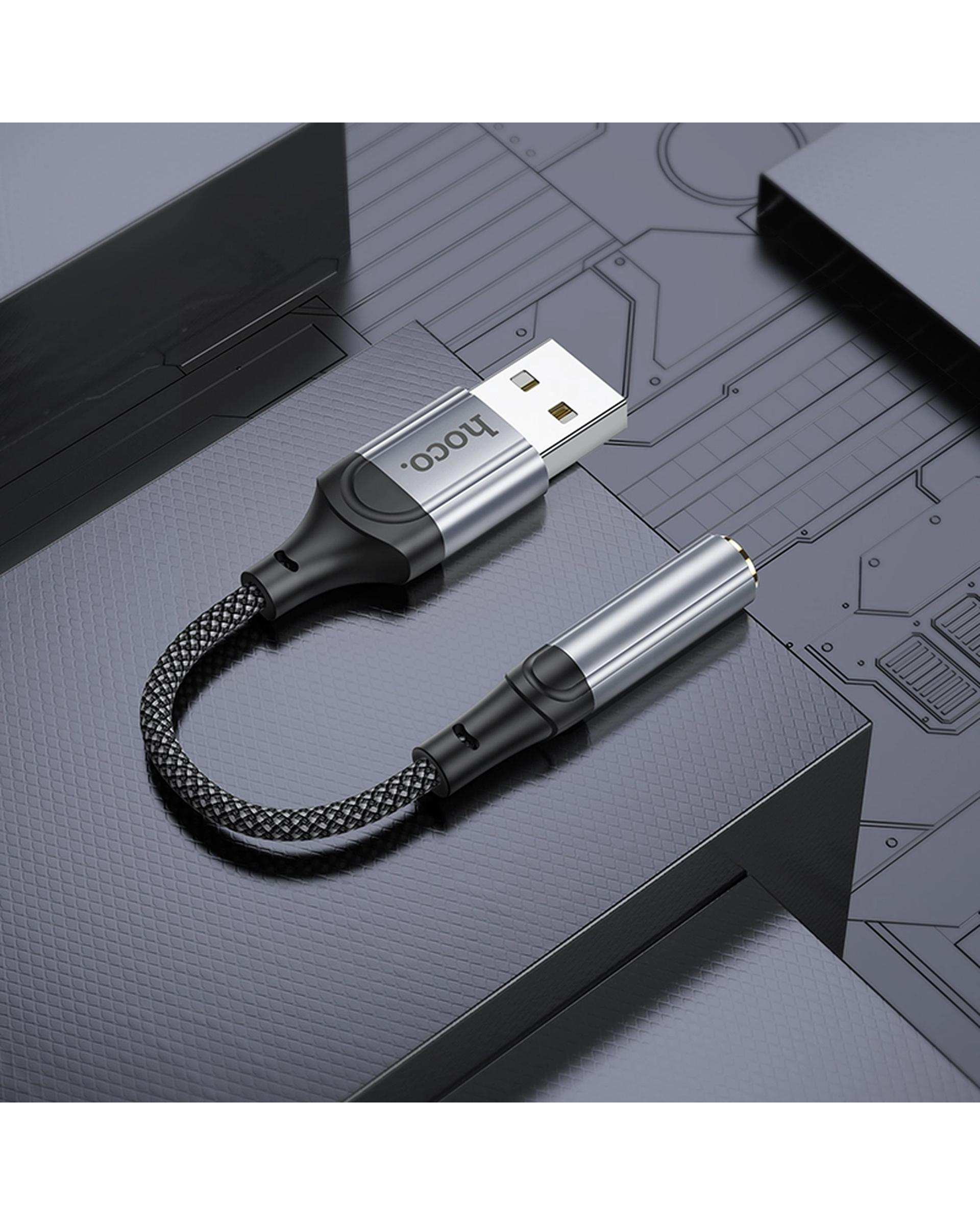 کابل مبدل صوتی مشکی هوکو hoco مدل LS36 3.5 MM TO USB-A