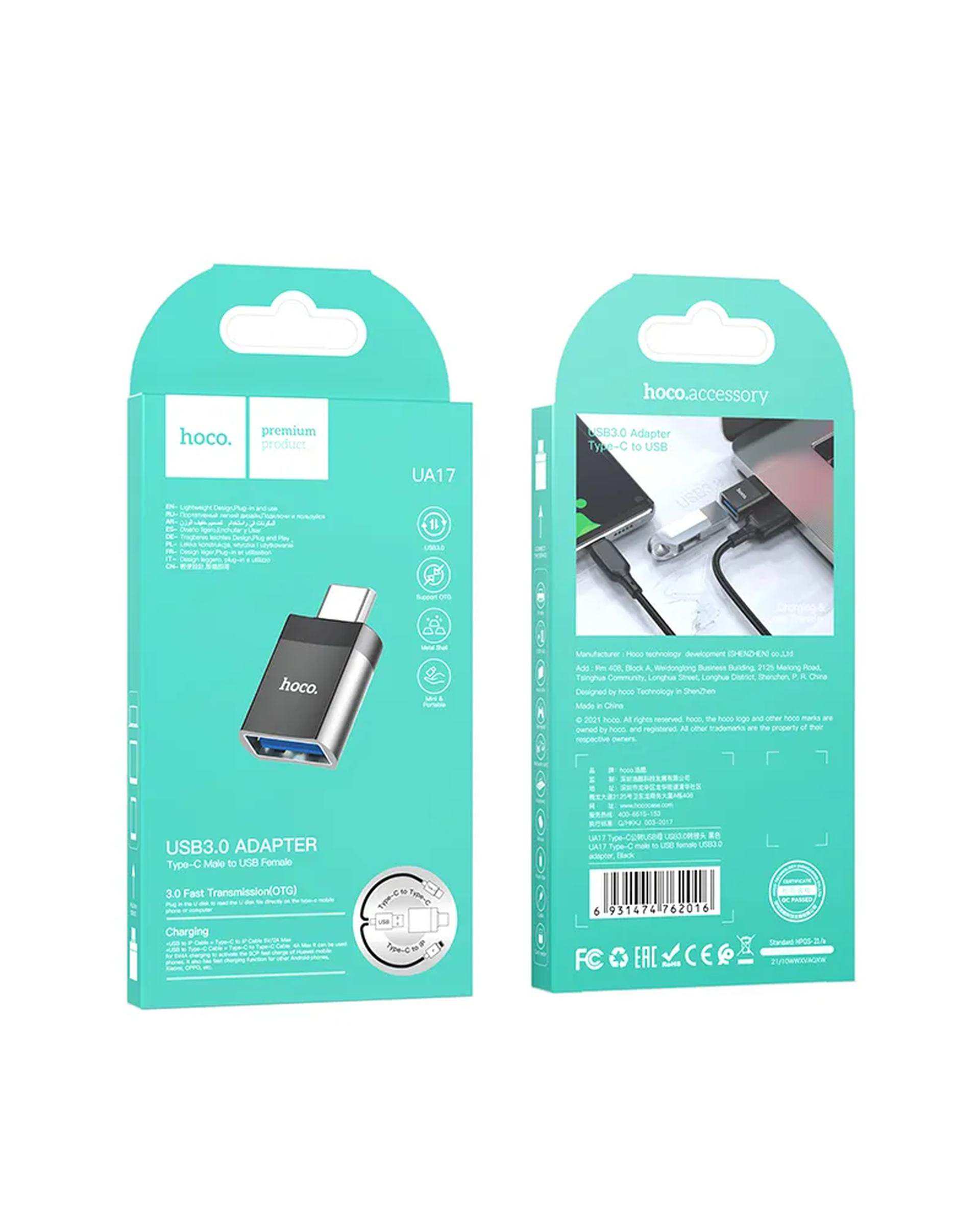 مبدل USB-C TO USB3.0 OTG مشکی هوکو hoco مدل UA17