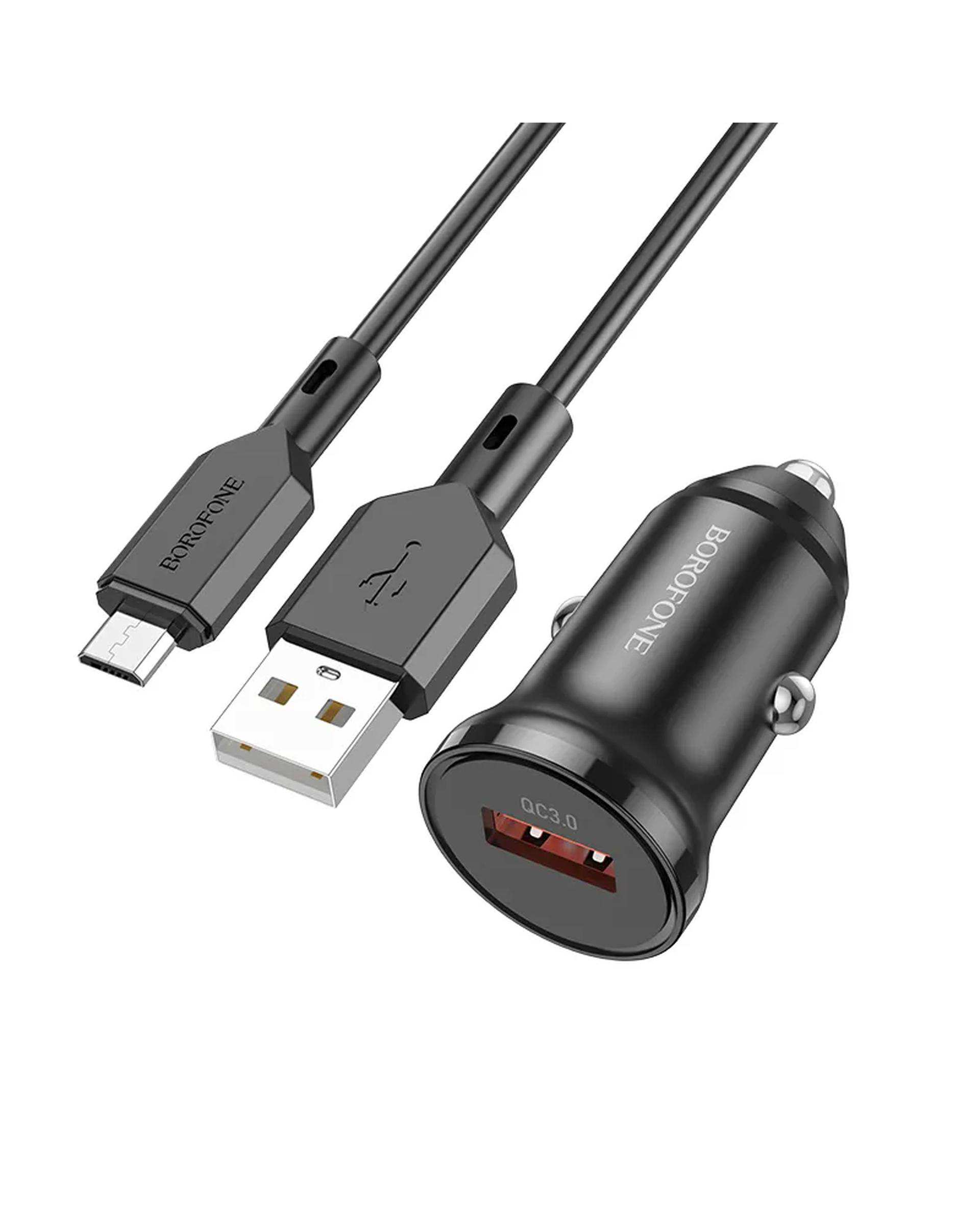 شارژر فندکی 18 وات مشکی بروفون Borofone مدل BZ18 با کابل میکرو