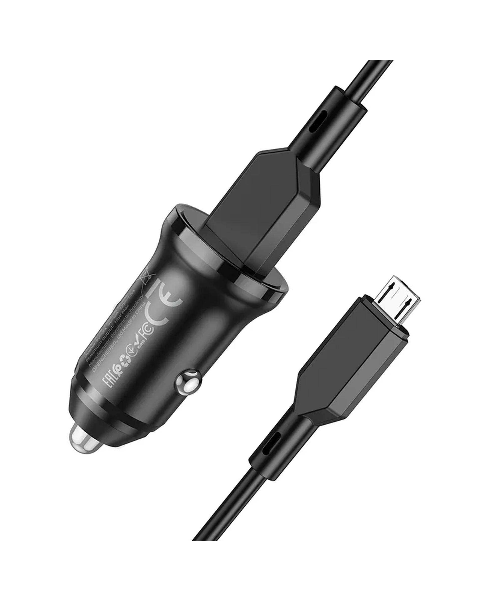 شارژر فندکی 18 وات مشکی بروفون Borofone مدل BZ18 با کابل میکرو