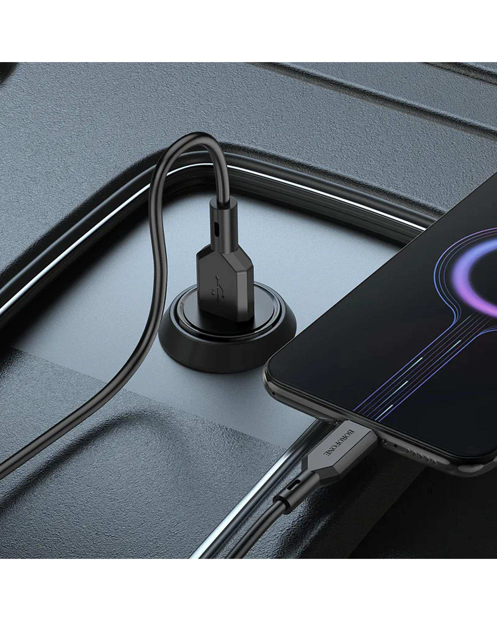 شارژر فندکی 18 وات مشکی بروفون Borofone مدل BZ18 با کابل میکرو