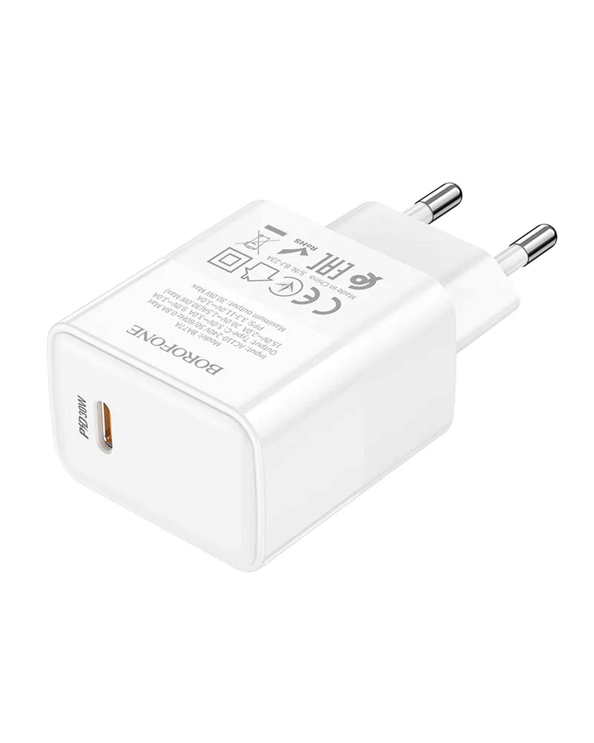 شارژر دیواری 30 وات سفید بروفون Borofone مدل BA77A USB