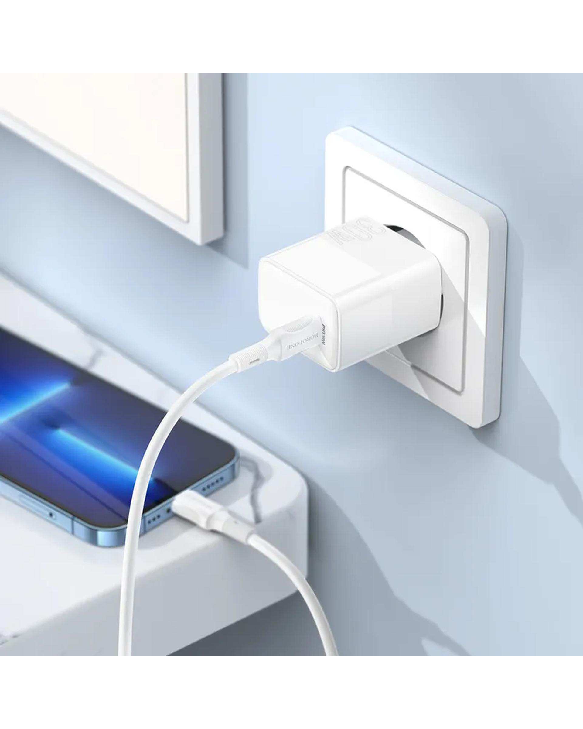 شارژر دیواری 30 وات سفید بروفون Borofone مدل BA77A USB