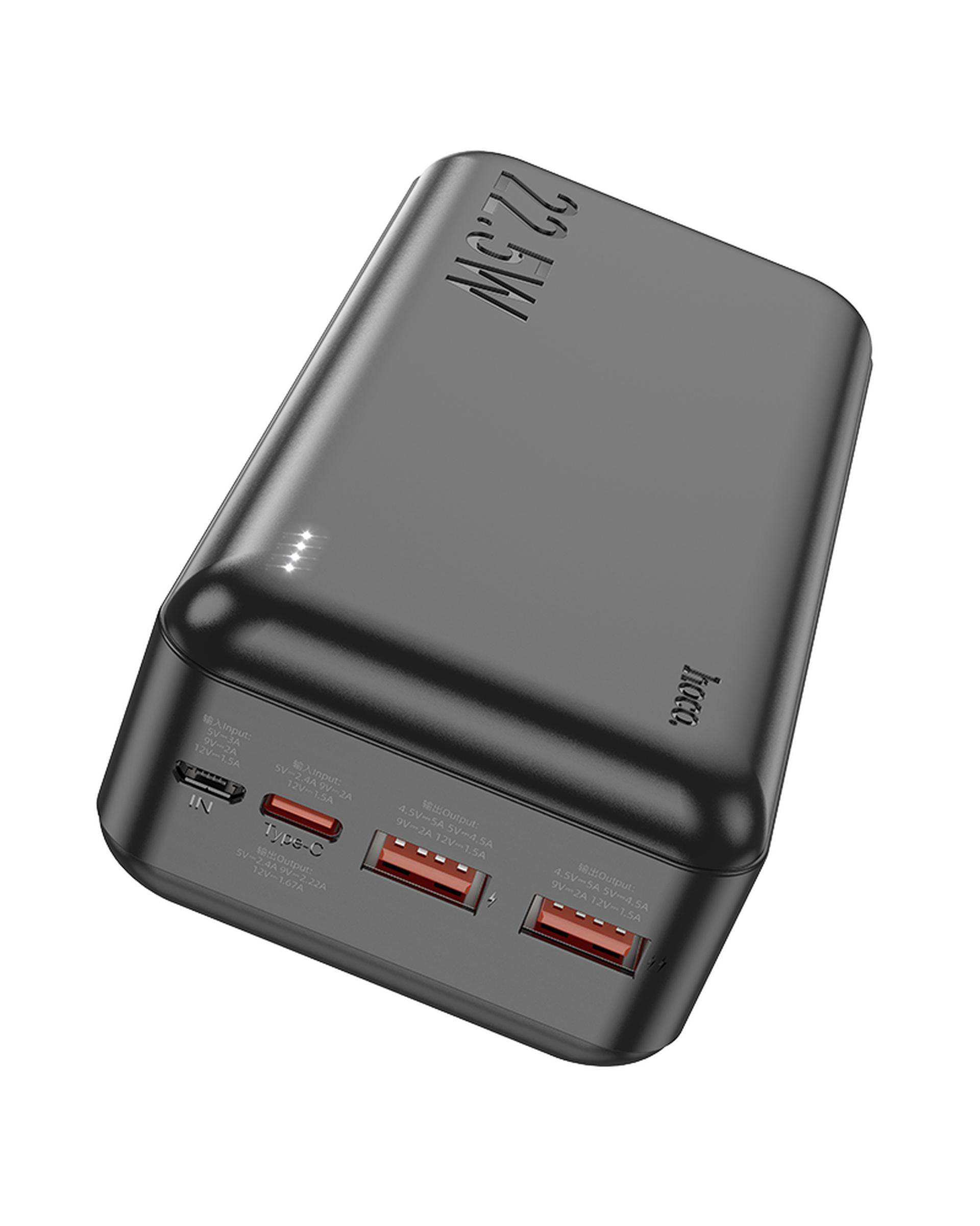 پاوربانک 20 وات فست شارژ مشکی هوکو hoco مدل J101B ظرفیت 30000 میلی آمپر ساعت