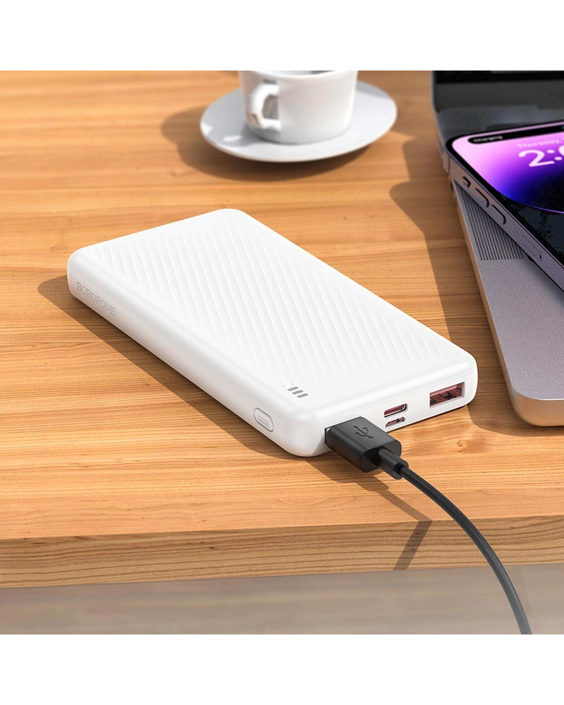 پاوربانک 22.5 وات فست شارژ سفید بروفون Borofone مدل BJ56 ظرفیت 10000 میلی آمپر ساعت