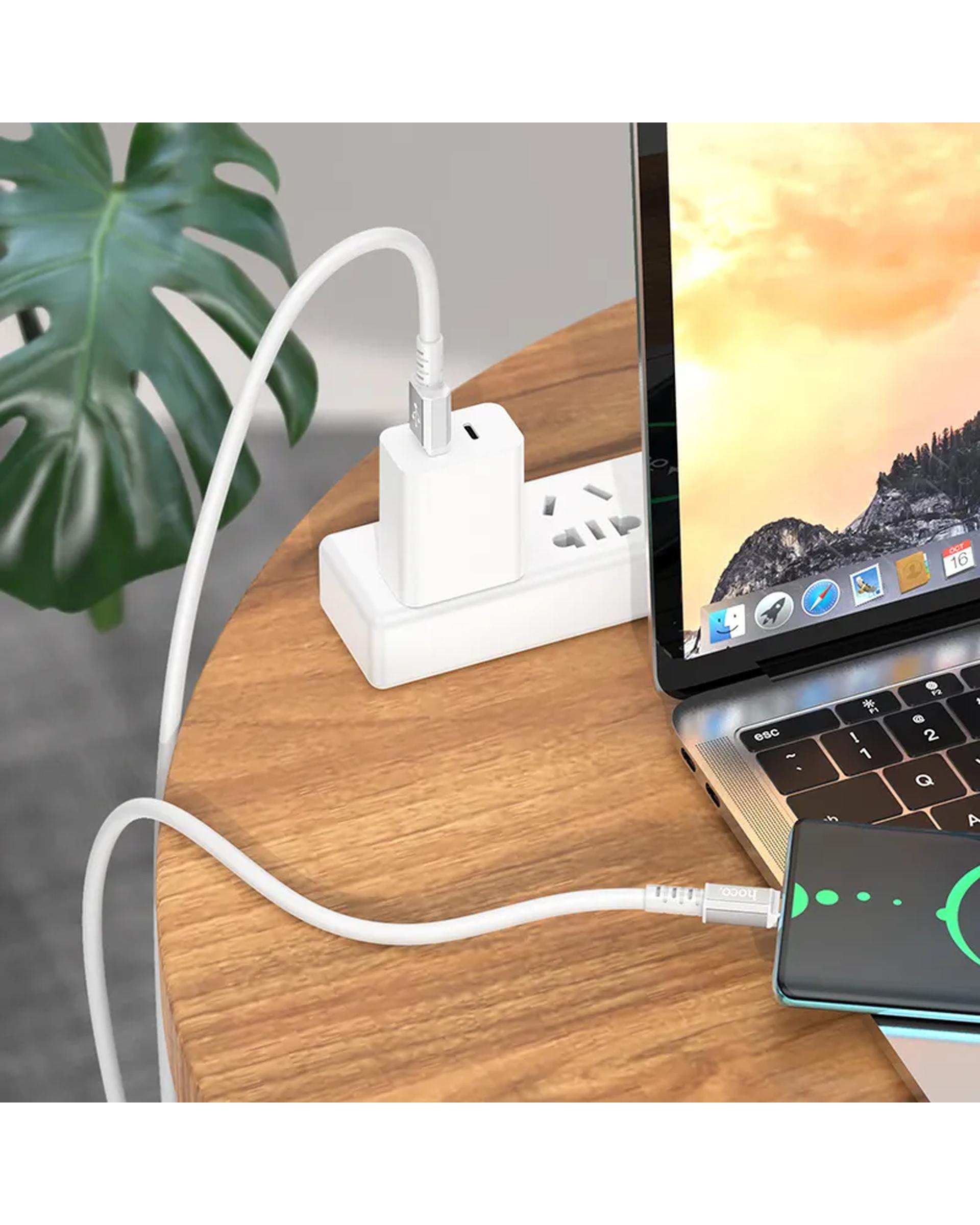 کابل شارژ USB-A به USB-C سفید هوکو hoco مدل X85