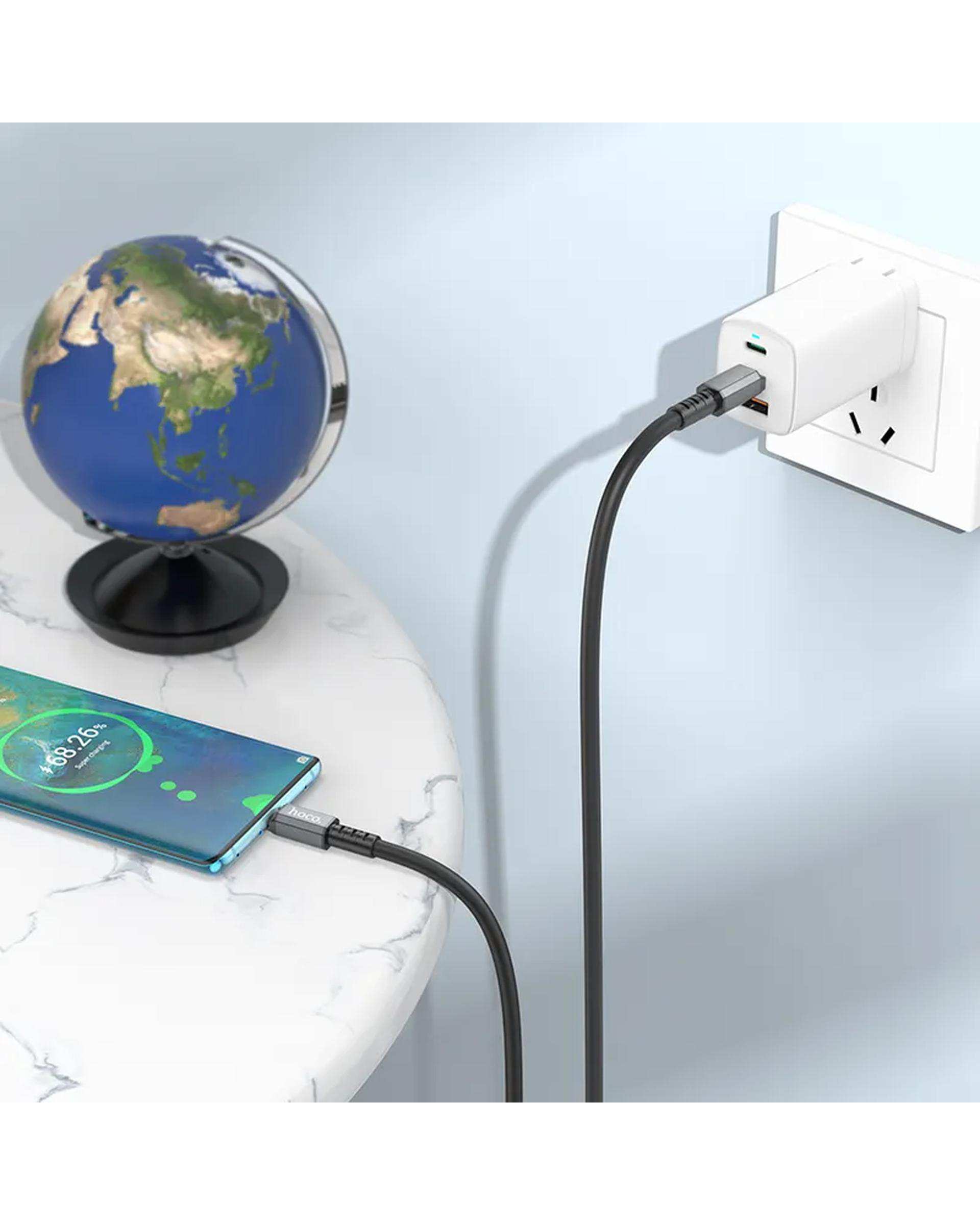 کابل شارژ 60 وات USB-C به USB-C مشکی هوکو hoco مدل X85