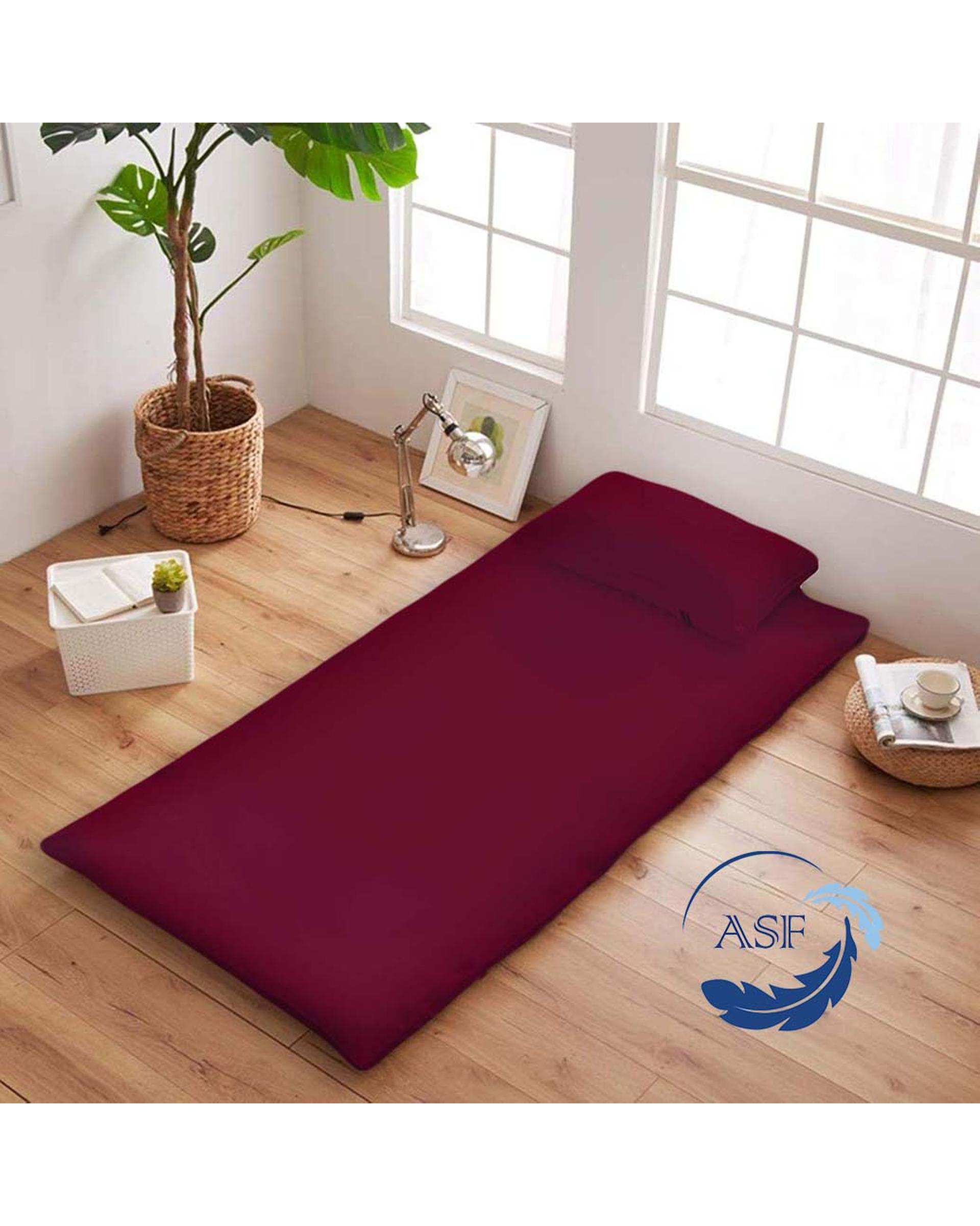 تشک ژاپنی طبی یک نفره سایز 90*200 زرشکی ای اس اف ASF مدل ZENTO Max به همراه روبالشی