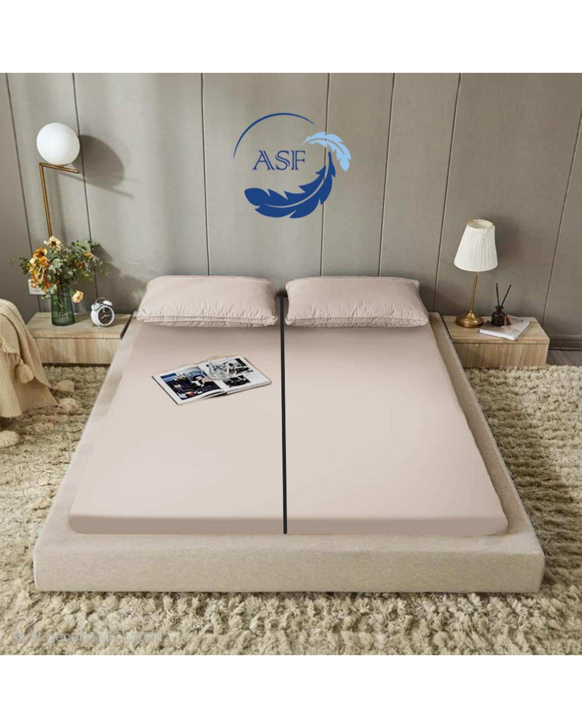 تشک ژاپنی طبی دو نفره سایز 160*200 کرم ای اس اف ASF مدل ZENTO به همراه روبالشی