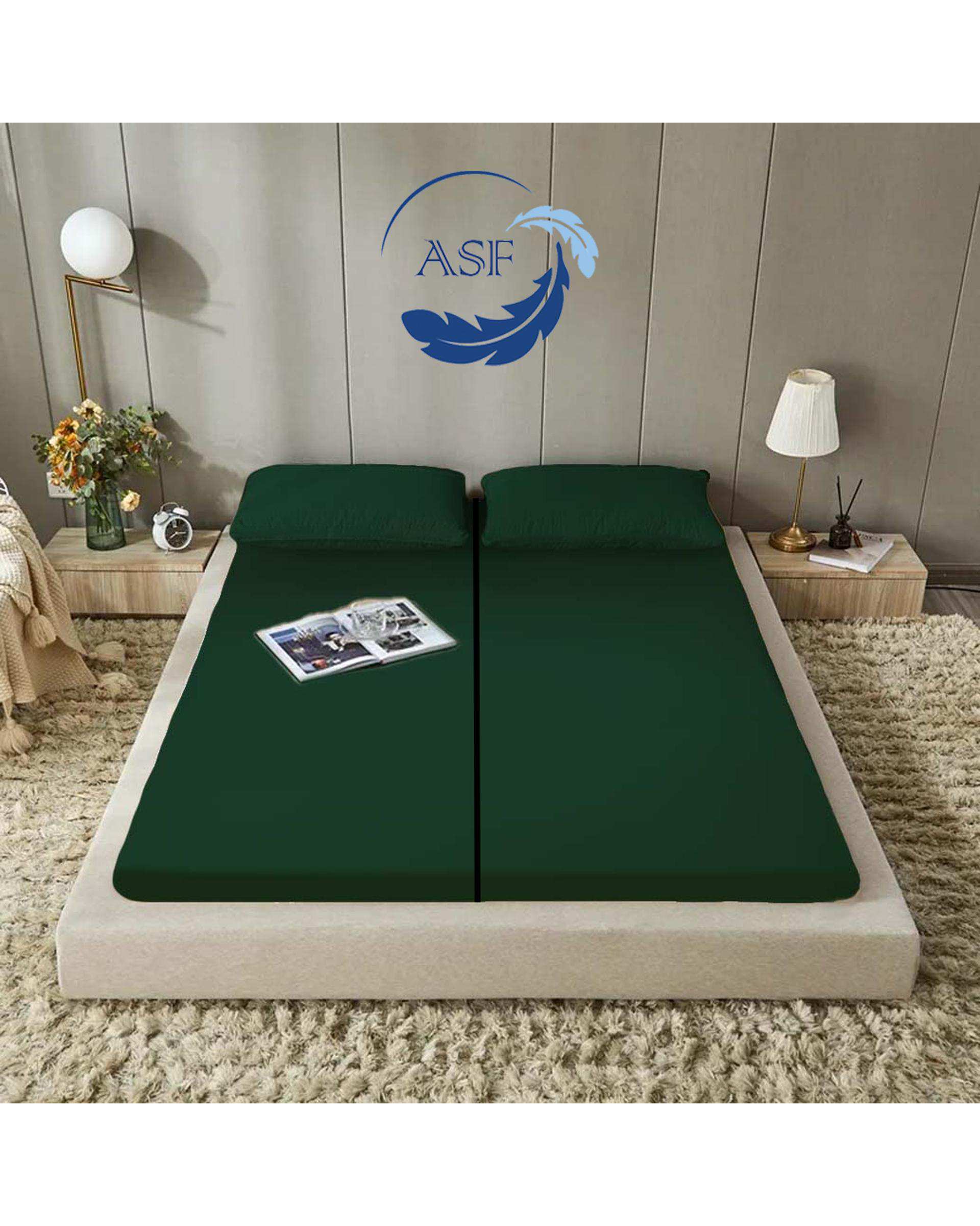 تشک ژاپنی طبی دو نفره سایز 160*200 سبز تیره ای اس اف ASF مدل ZENTO به همراه روبالشی