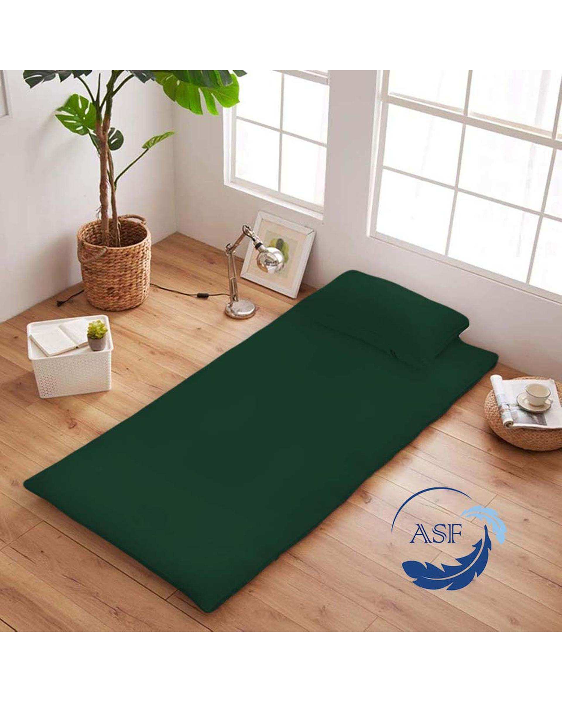 تشک ژاپنی طبی دو نفره سایز 160*200 سبز تیره ای اس اف ASF مدل ZENTO به همراه روبالشی