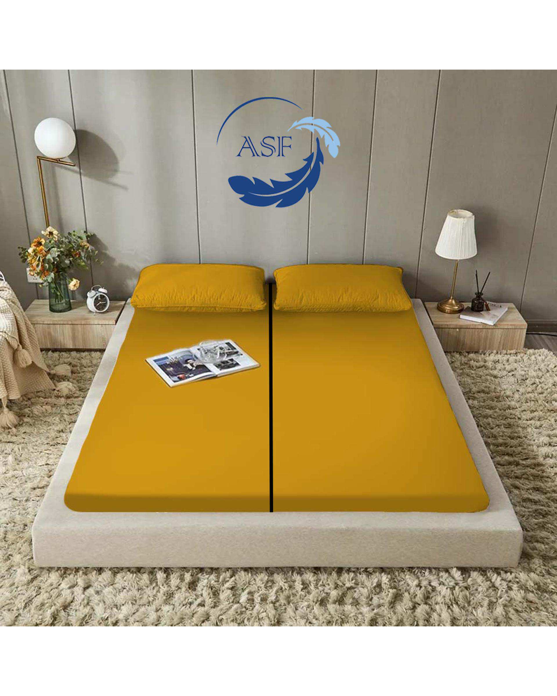 تشک ژاپنی طبی دو نفره سایز 160*200 زرد ای اس اف ASF مدل ZENTO به همراه روبالشی